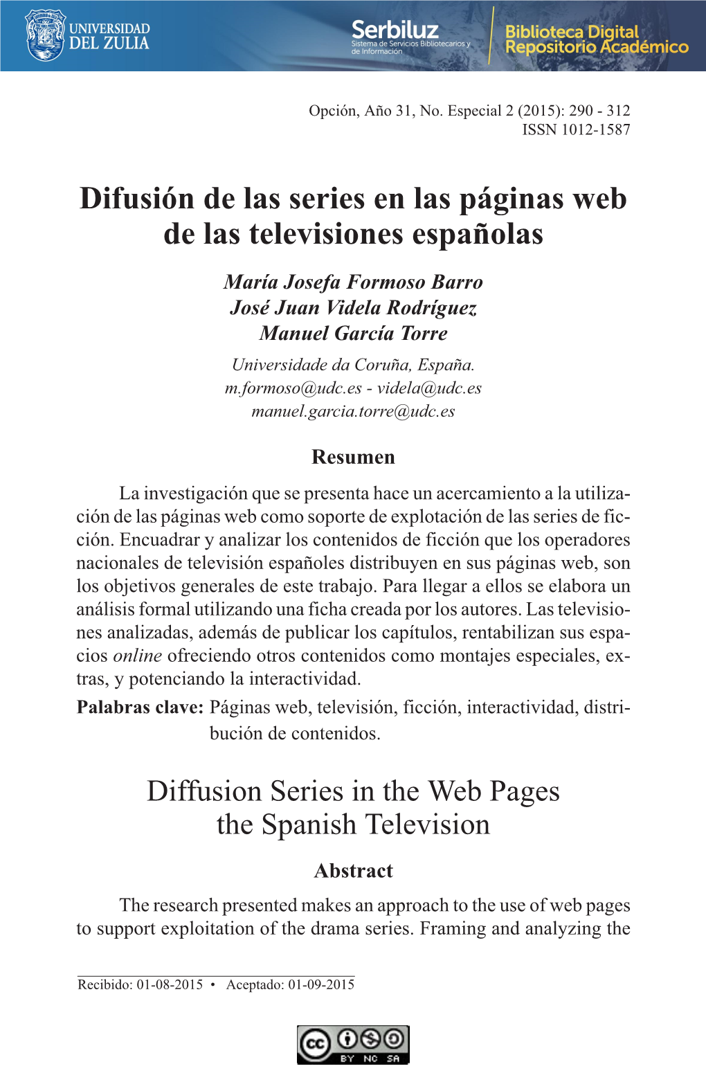 Difusión De Las Series En Las Páginas Web De Las Televisiones