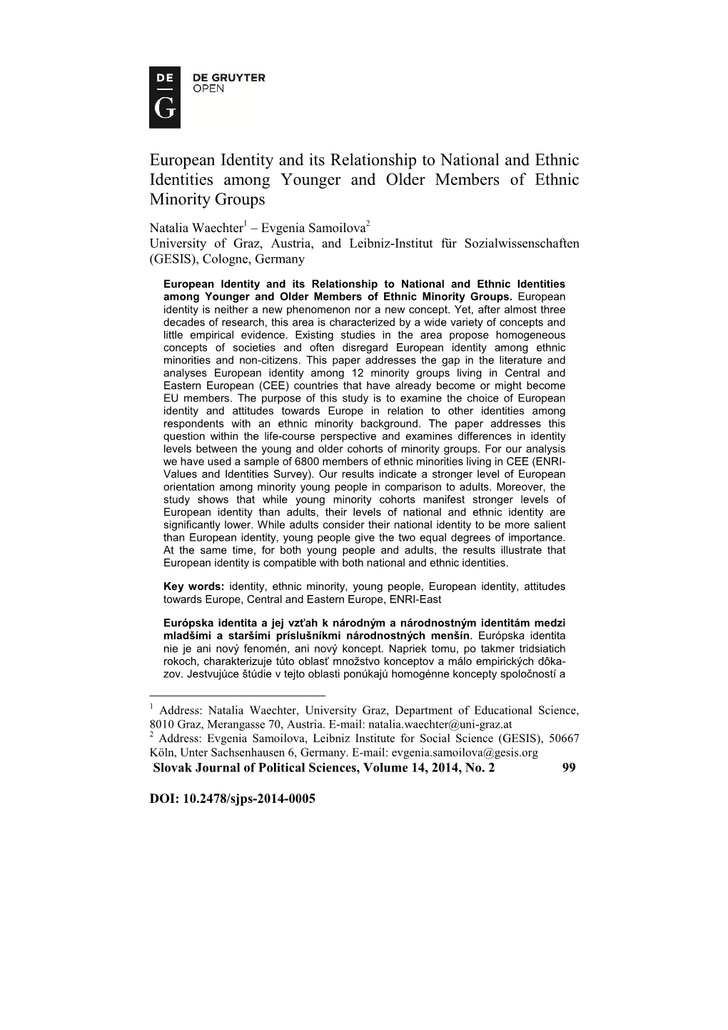 European Identity and Its Relationship to National and Ethnic Identities Among Younger and Older Members of Ethnic Minority Groups