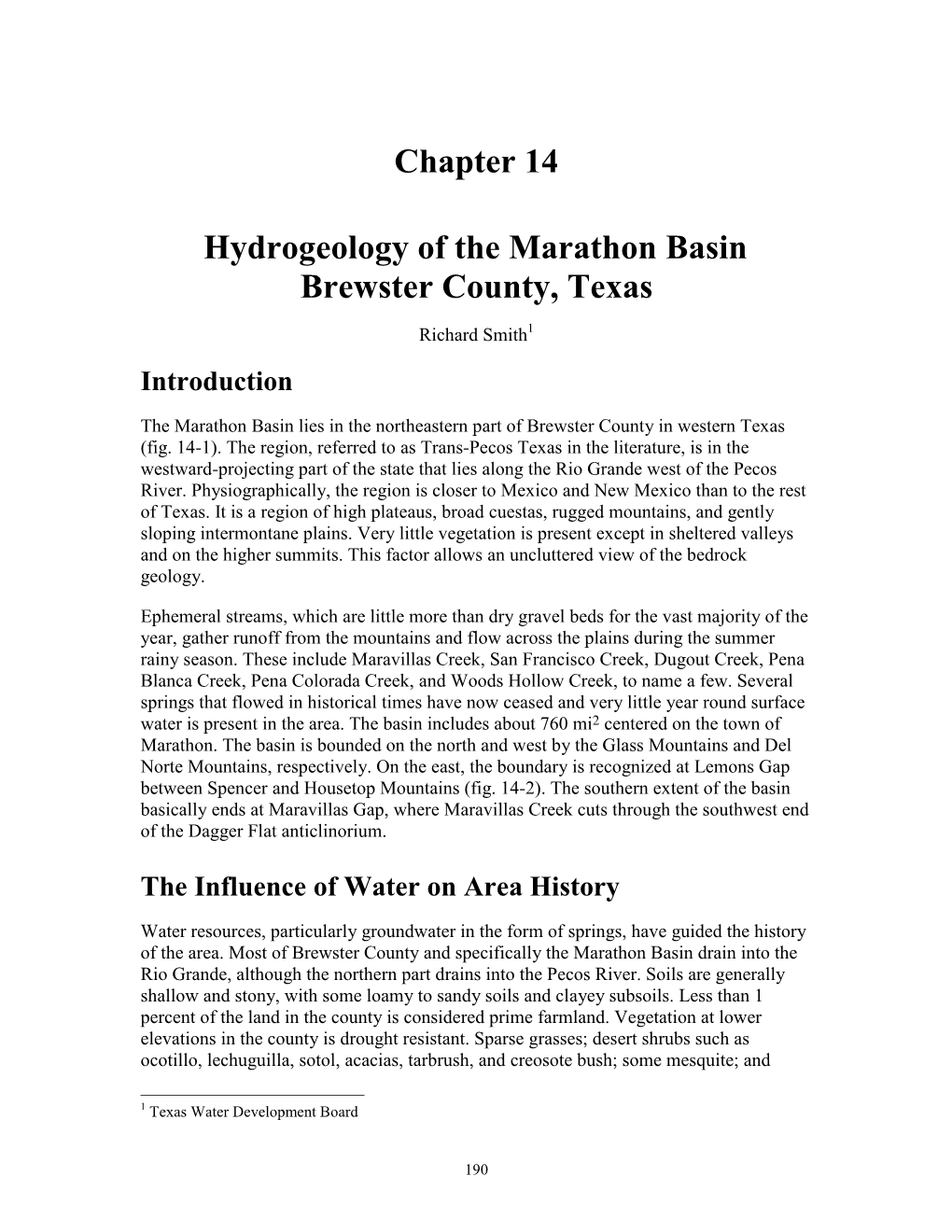 Chapter 14 Hydrogeology of the Marathon Basin Brewster County