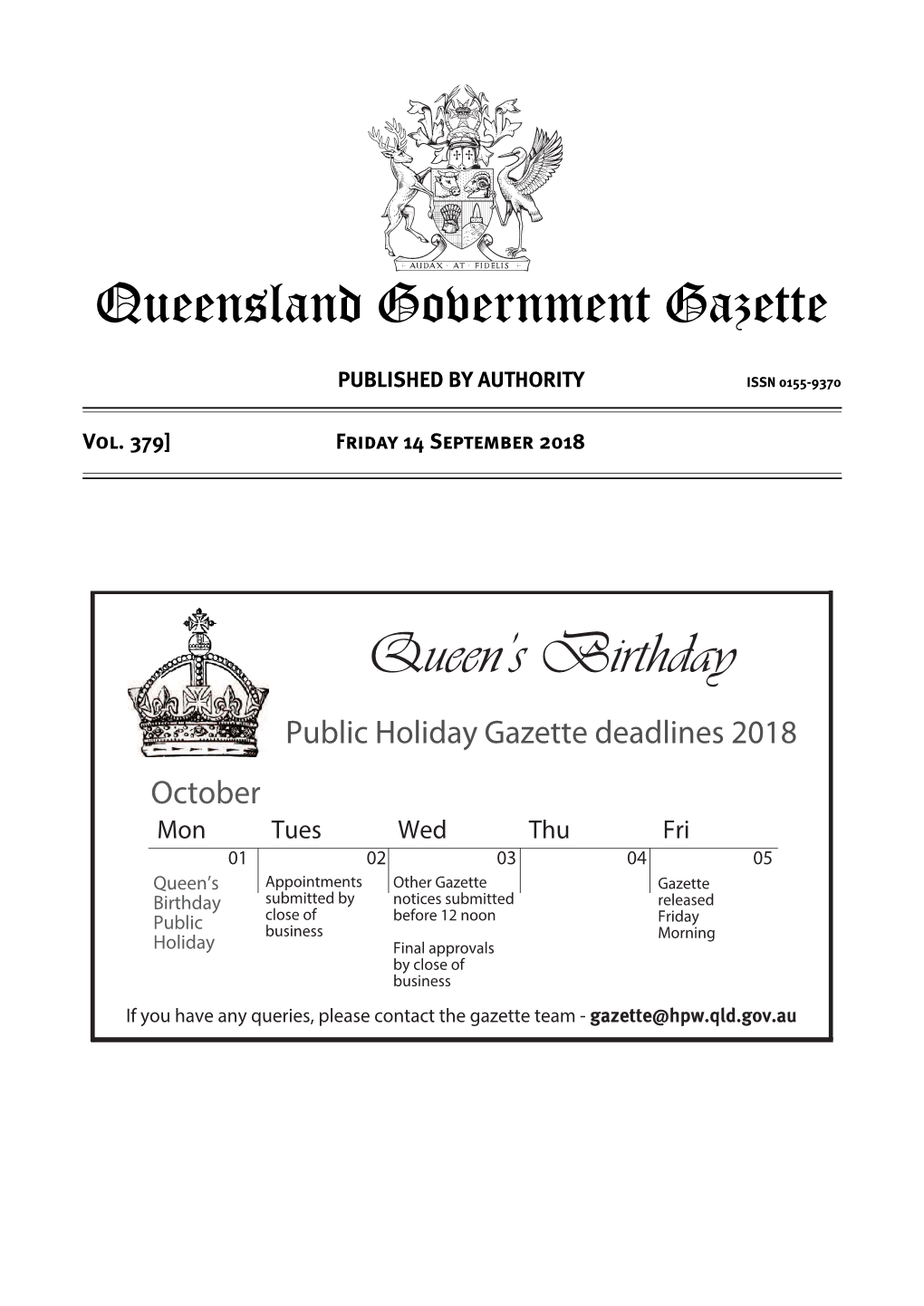 Queensland Government Gazette