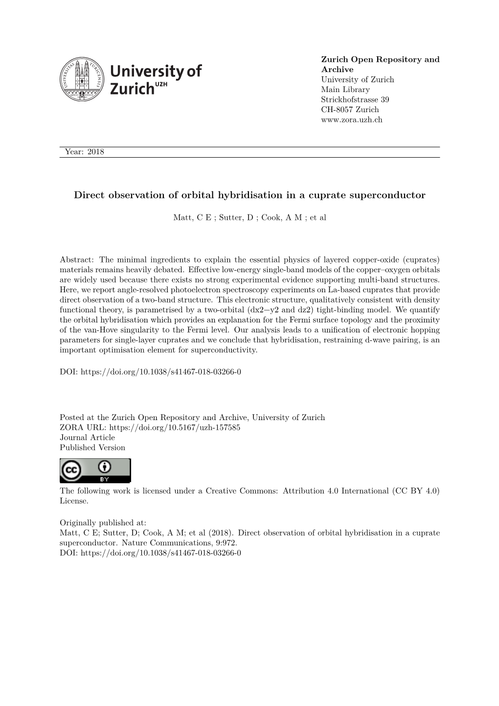 Direct Observation of Orbital Hybridisation in a Cuprate Superconductor