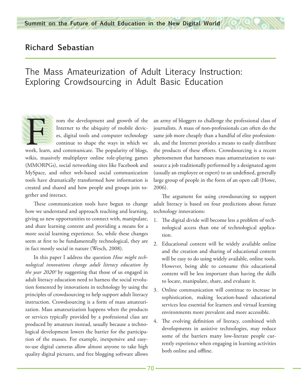 The Mass Amateurization of Adult Literacy Instruction: Exploring Crowdsourcing in Adult Basic Education