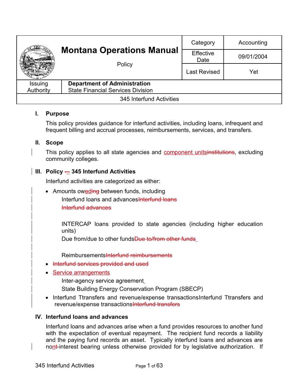 III. Policy - 345 Interfund Activities