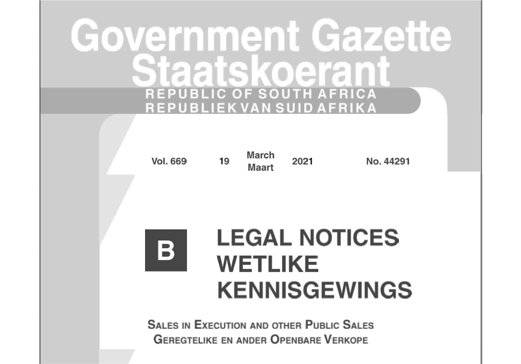 Legal Notices Wetlike Kennisgewings