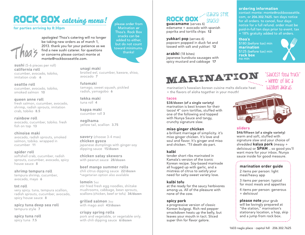 Catering Menu! Please Order from Guacamame (Serves 6) Notice for a Full Refund