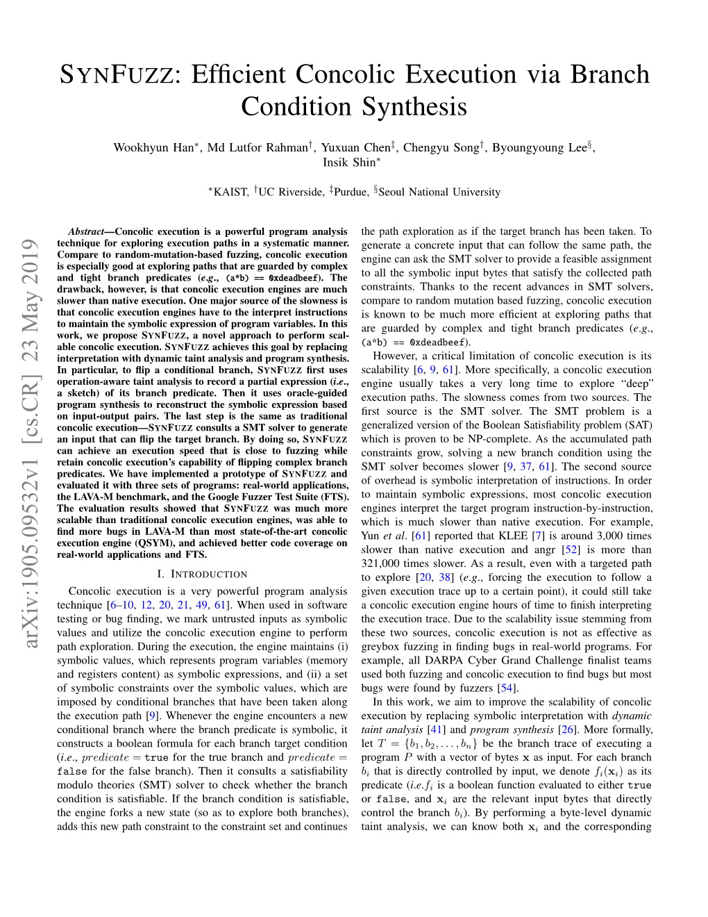 Efficient Concolic Execution Via Branch Condition Synthesis