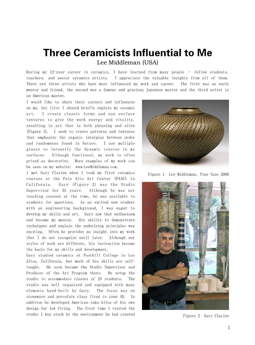 Three Ceramicists Influential to Me
