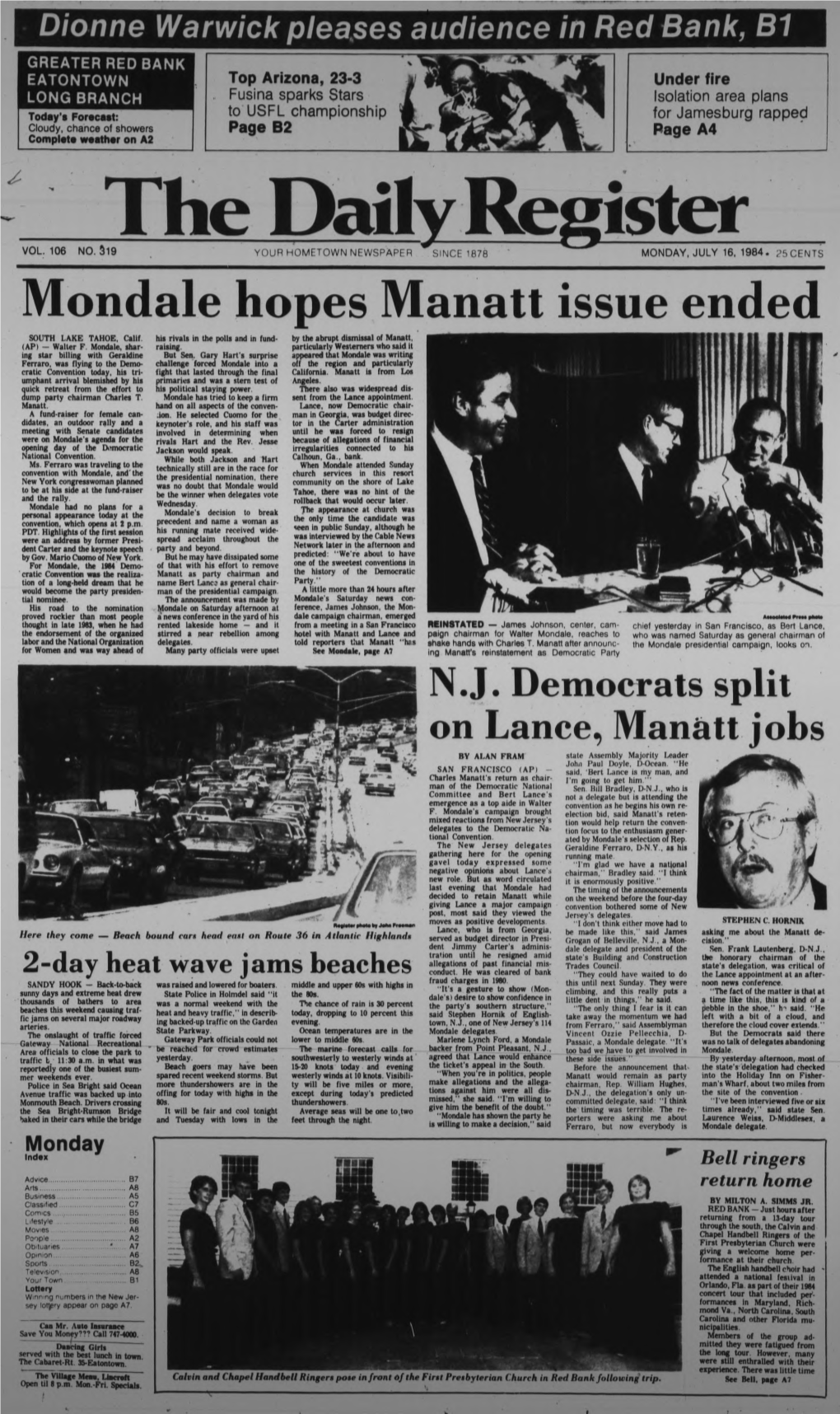 Mondale Hopes Manatt Issue Ended SOUTH LAKE TAHOE, Calif
