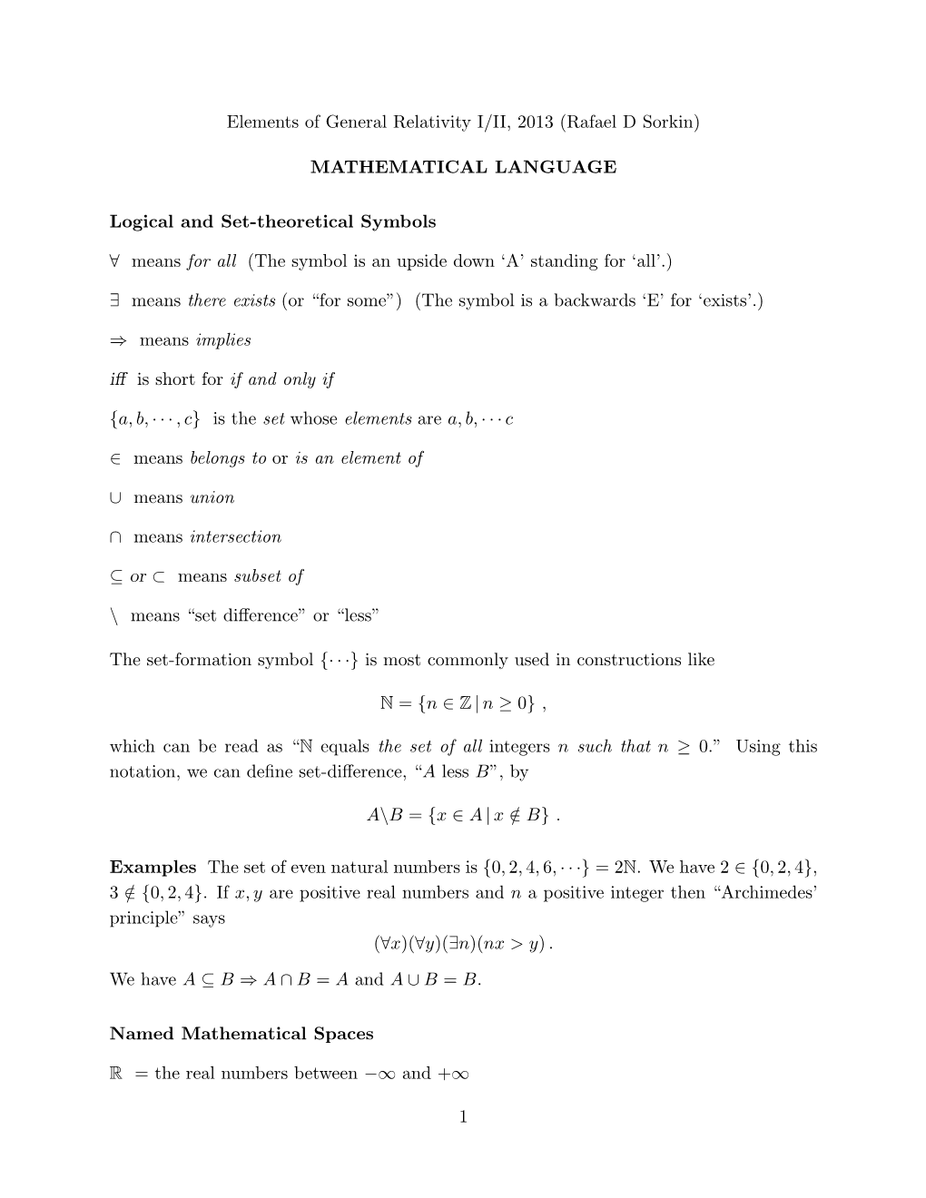 MATHEMATICAL LANGUAGE Logical and Set-Theoretical Symbols