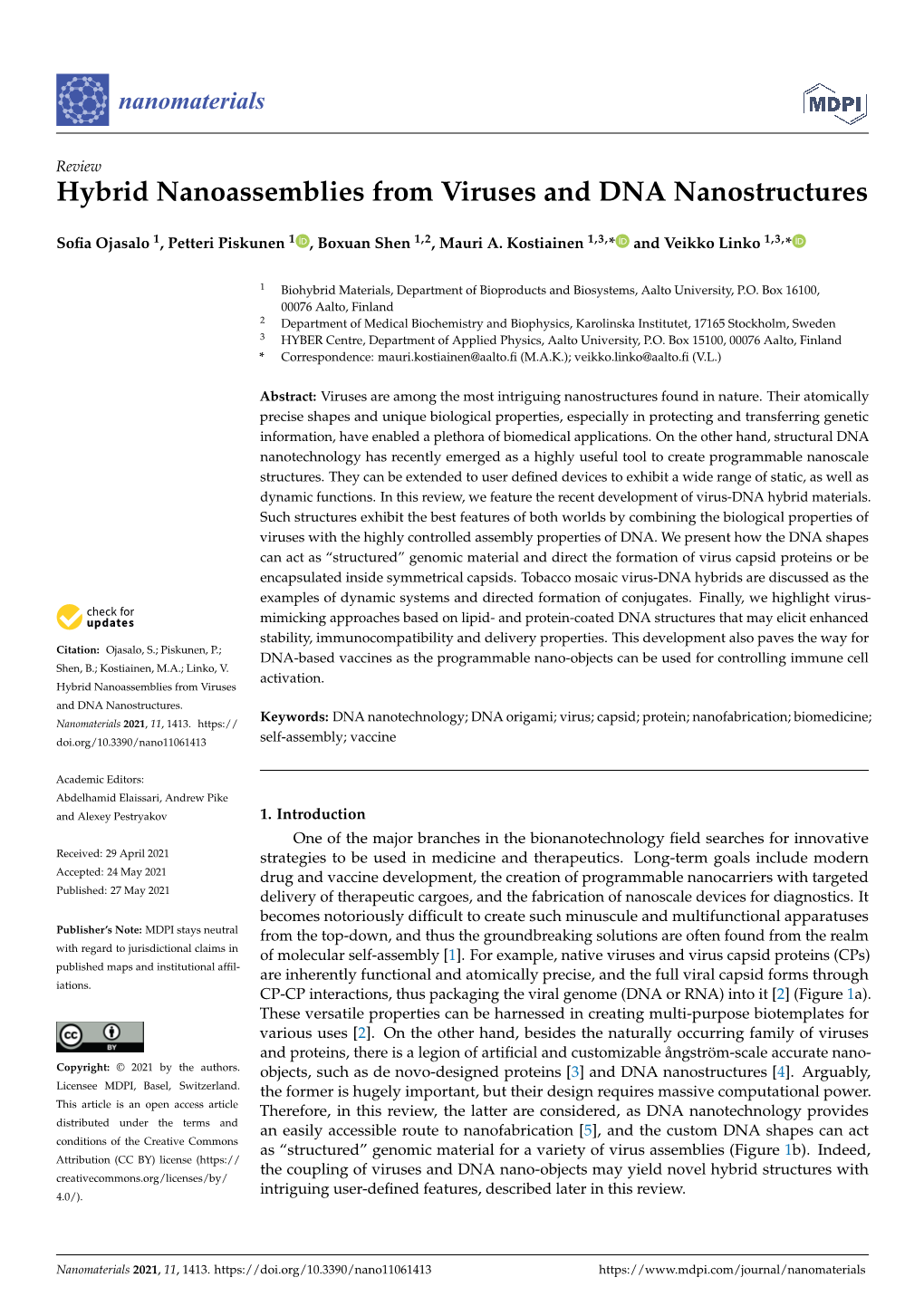 Hybrid Nanoassemblies from Viruses and DNA Nanostructures