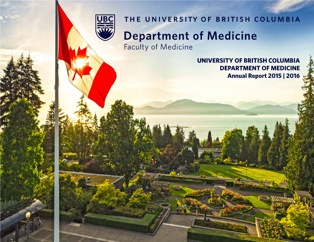 Annual Report 2015 | 2016 TABLE of CONTENTS OVERVIEW of the DEPARTMENT of MEDICINE Heads and Directors