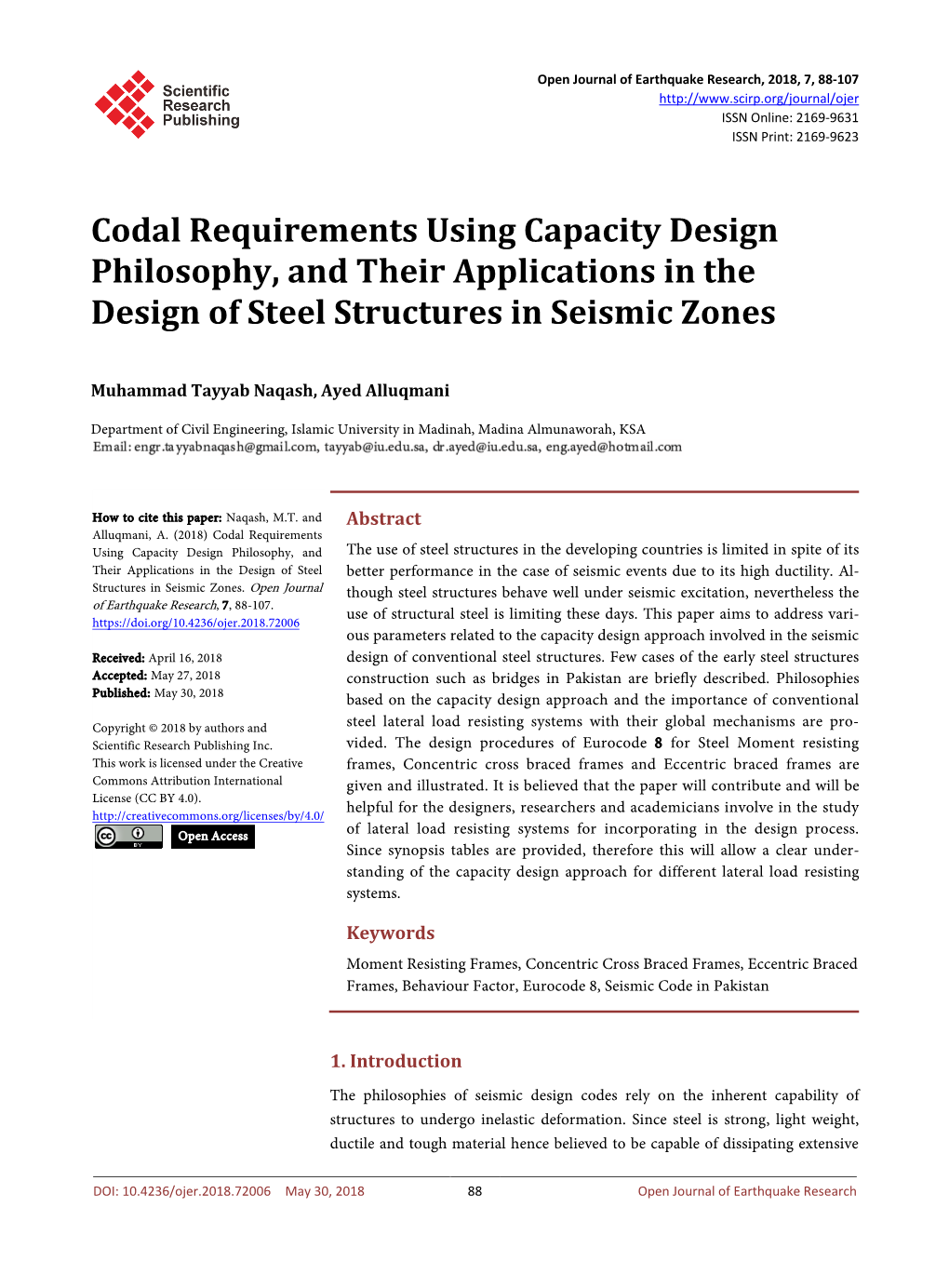 Codal Requirements Using Capacity Design Philosophy, and Their Applications in the Design of Steel Structures in Seismic Zones