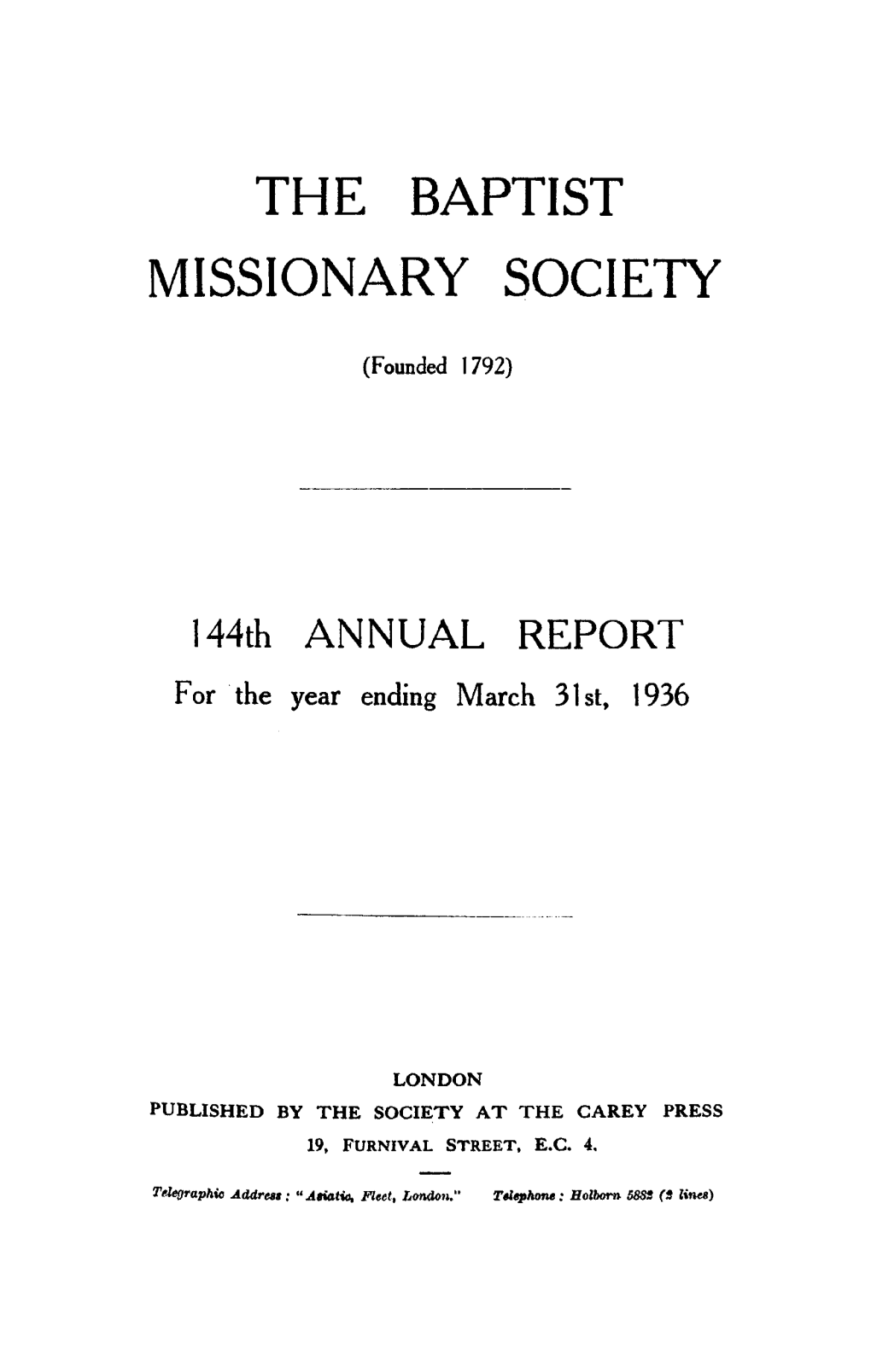 The Baptist Missionary Society