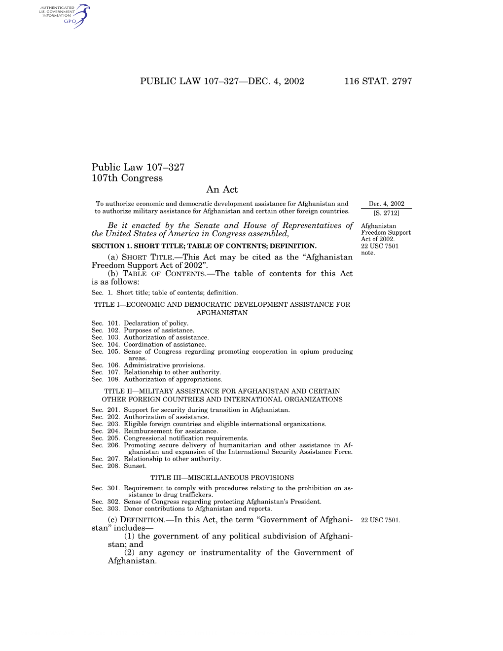 Public Law 107–327—Dec