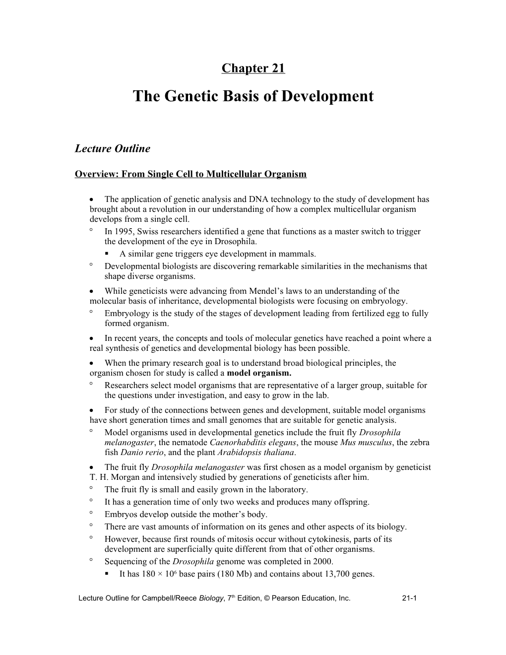 The Genetic Basis of Development