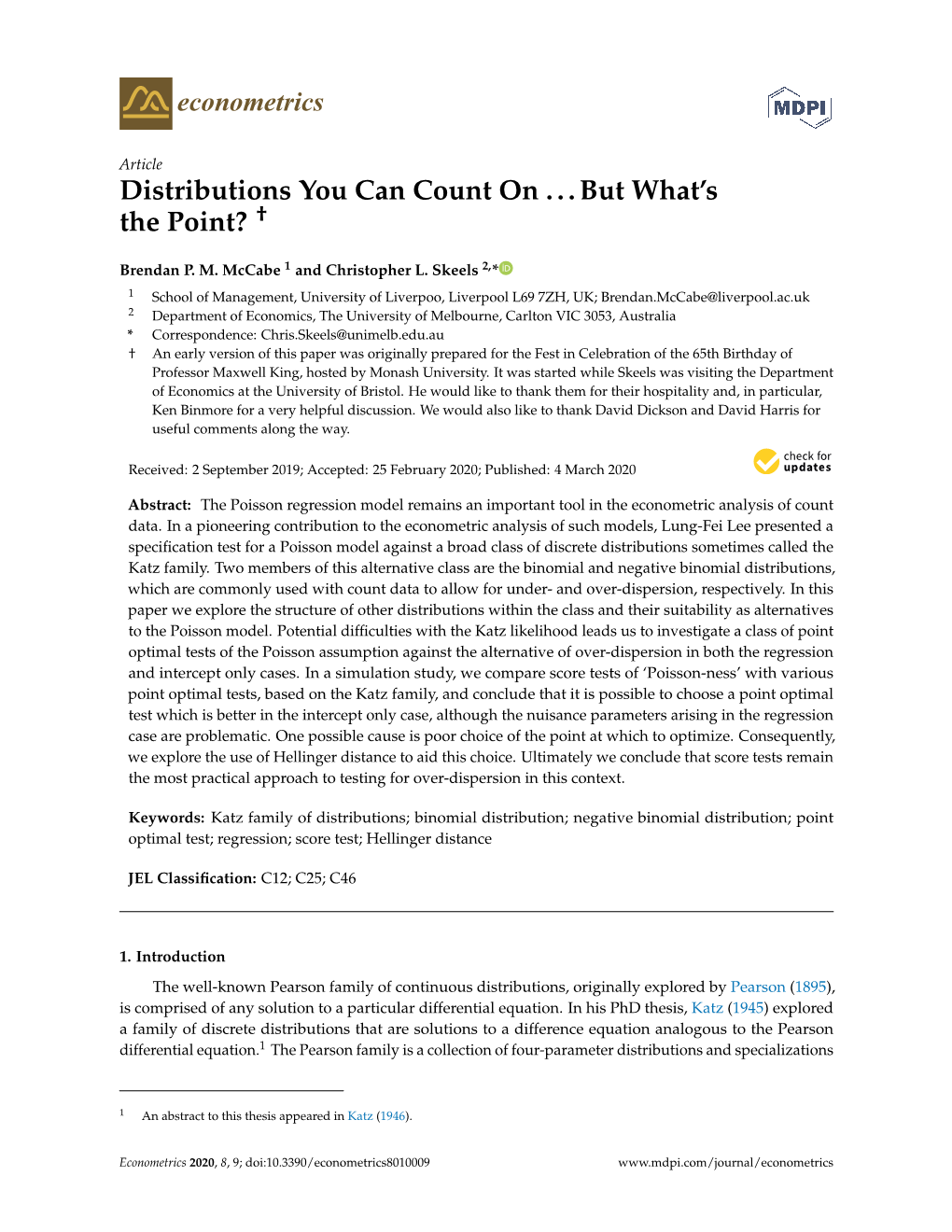 Distributions You Can Count on . . . but What's the Point? †