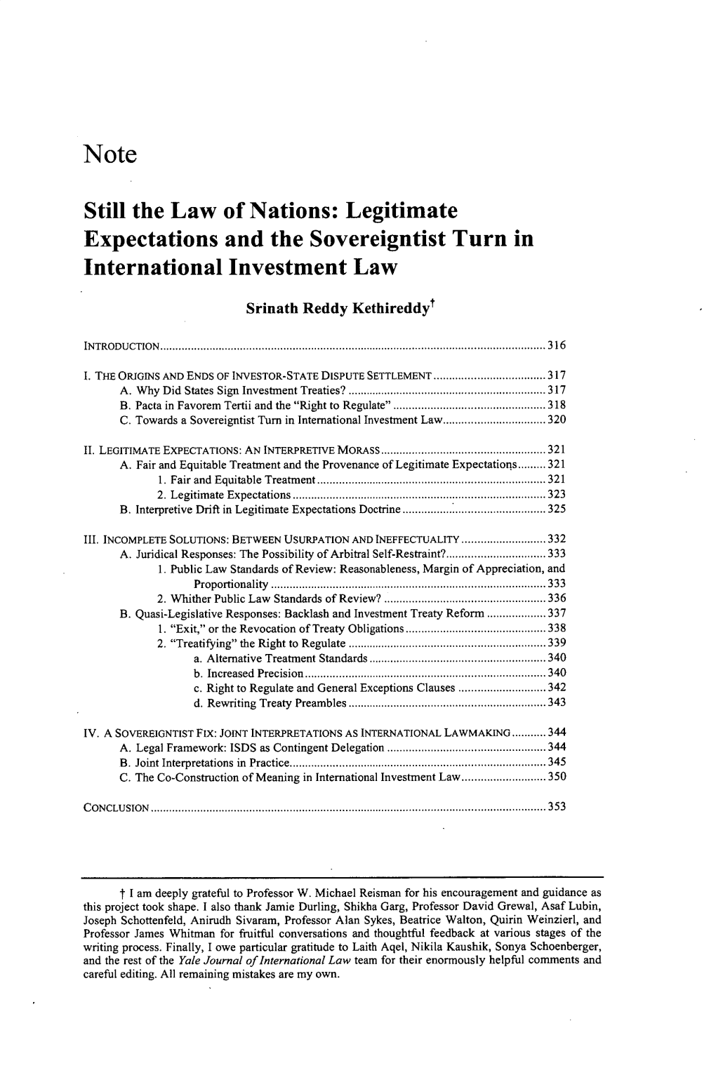 Still the Law of Nations: Legitimate Expectations and the Sovereigntist Turn in International Investment Law