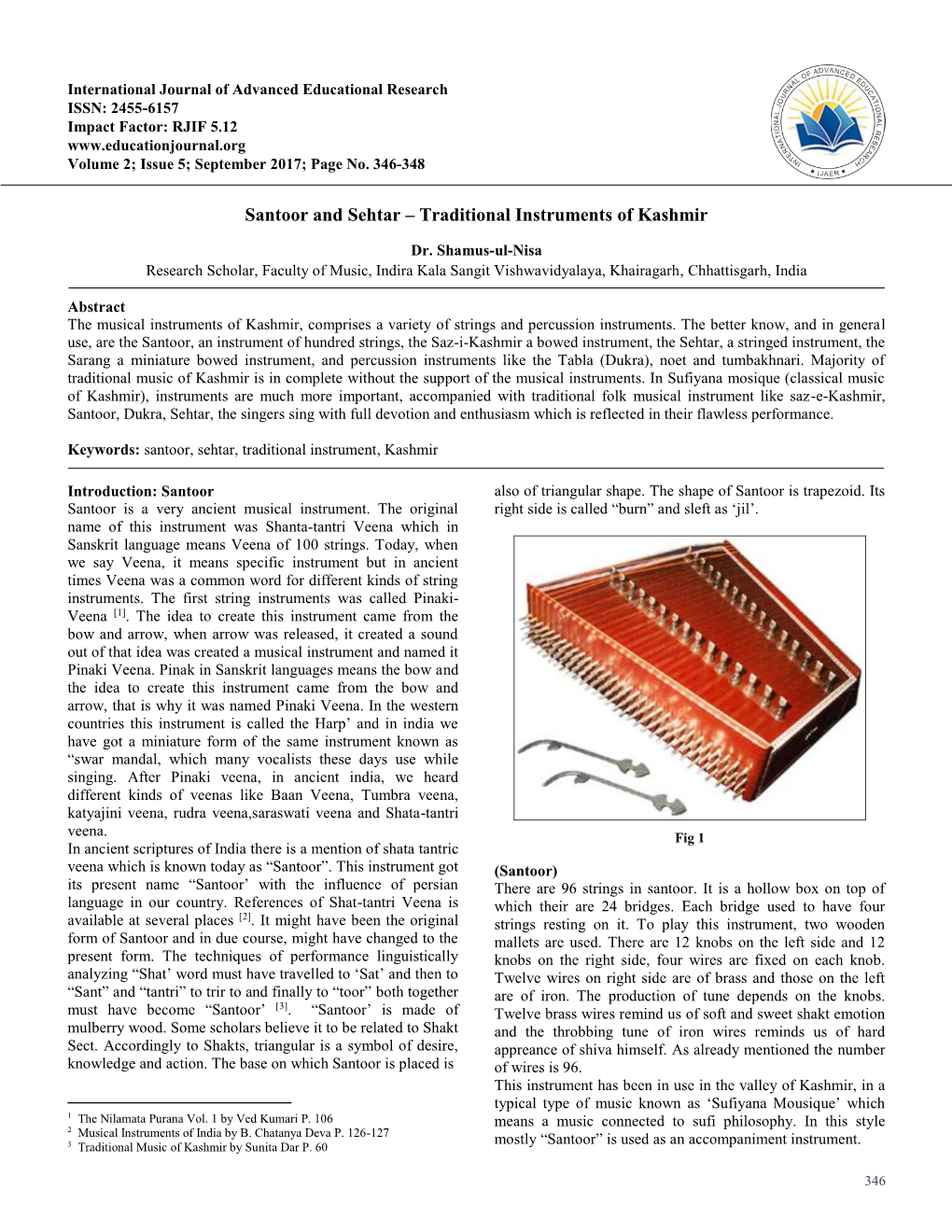 Santoor and Sehtar – Traditional Instruments of Kashmir