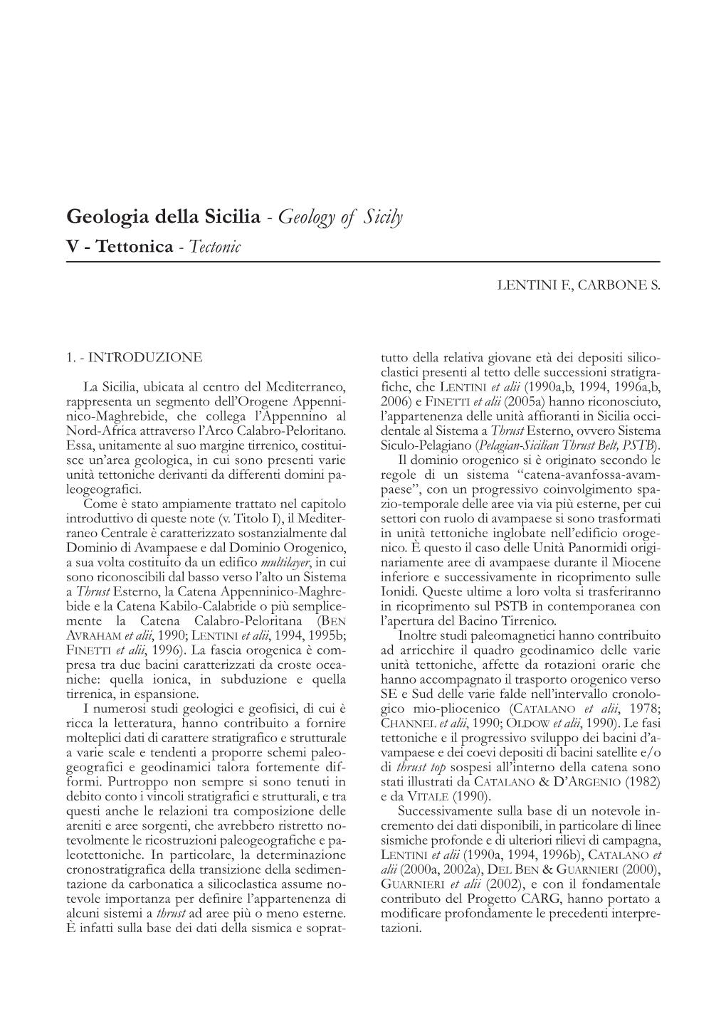 Geologia Della Sicilia - Geology of Sicily V - Tettonica - Tectonic