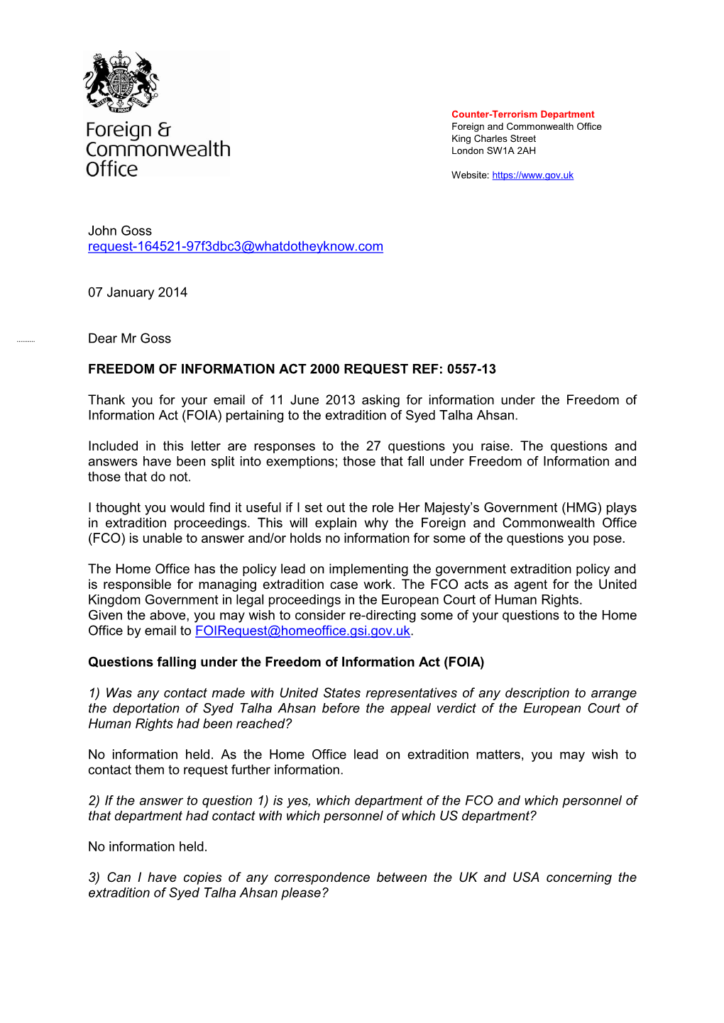 FOI Letter Template