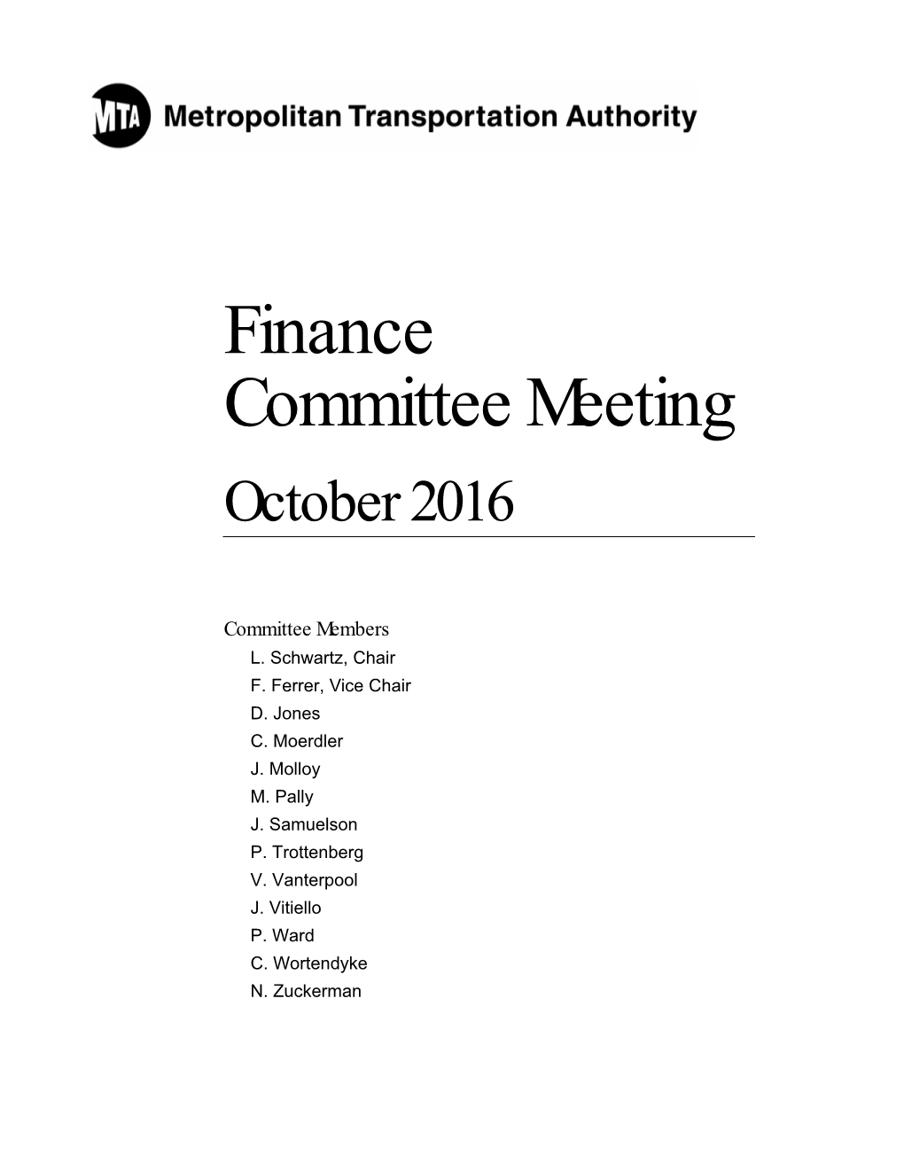 Finance Committee Meeting