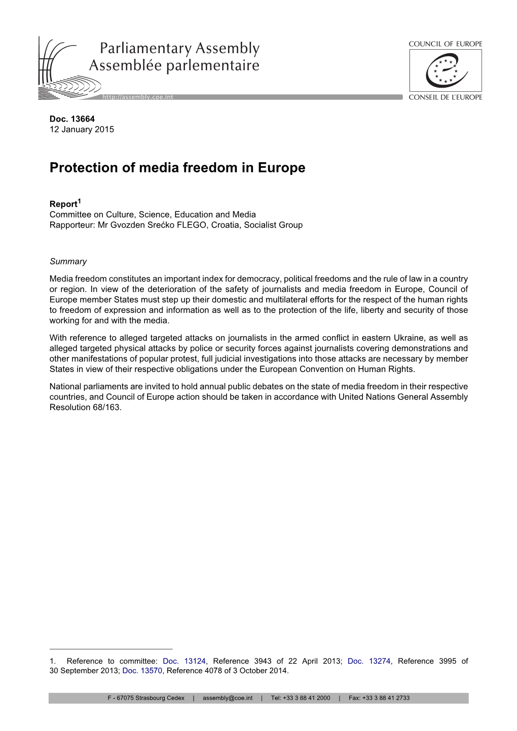Protection of Media Freedom in Europe