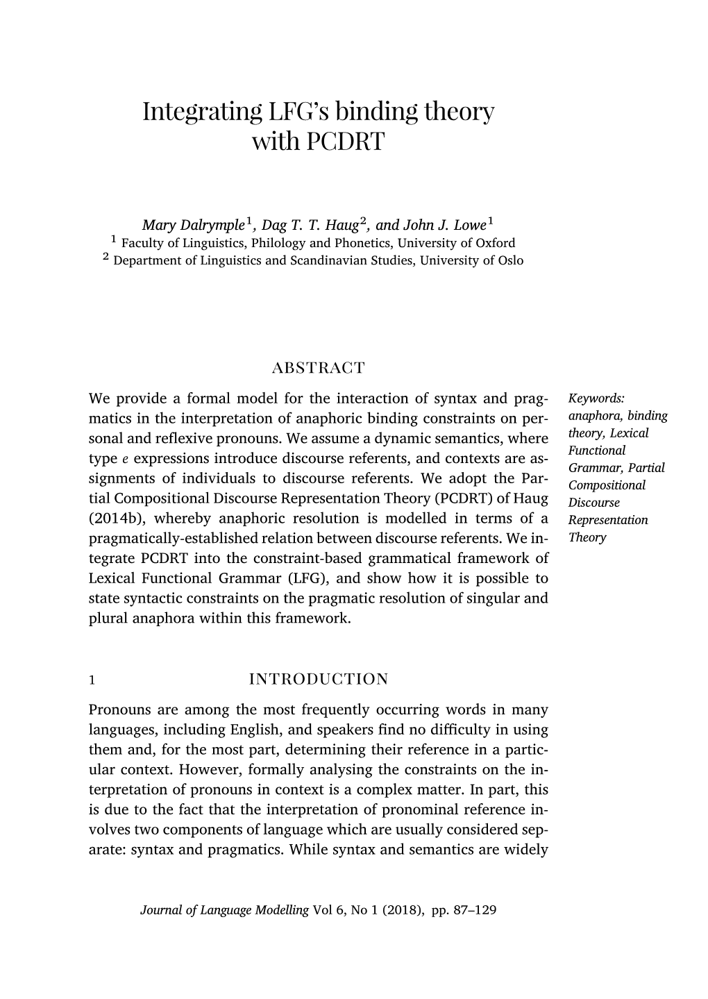 Integrating LFG's Binding Theory with PCDRT