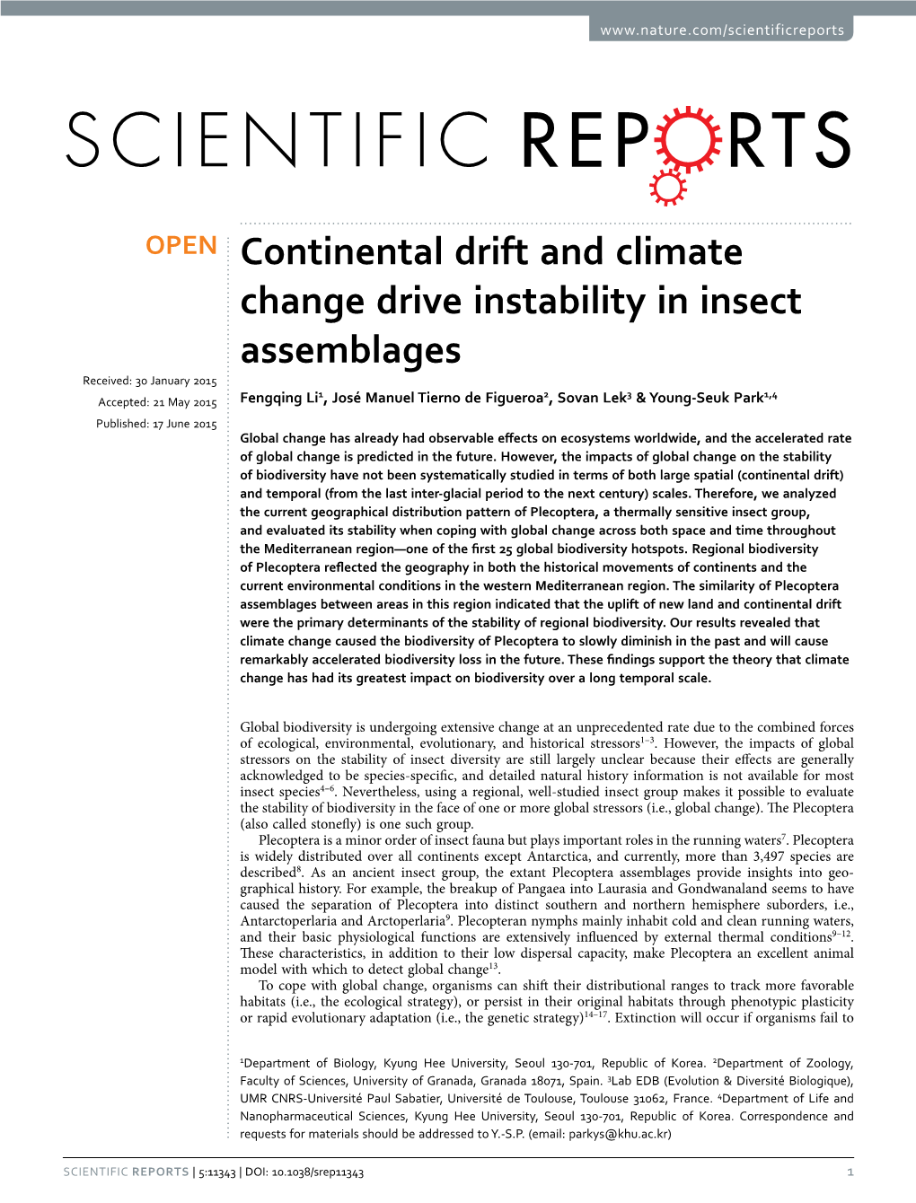 Continental Drift and Climate Change Drive Instability in Insect Assemblages