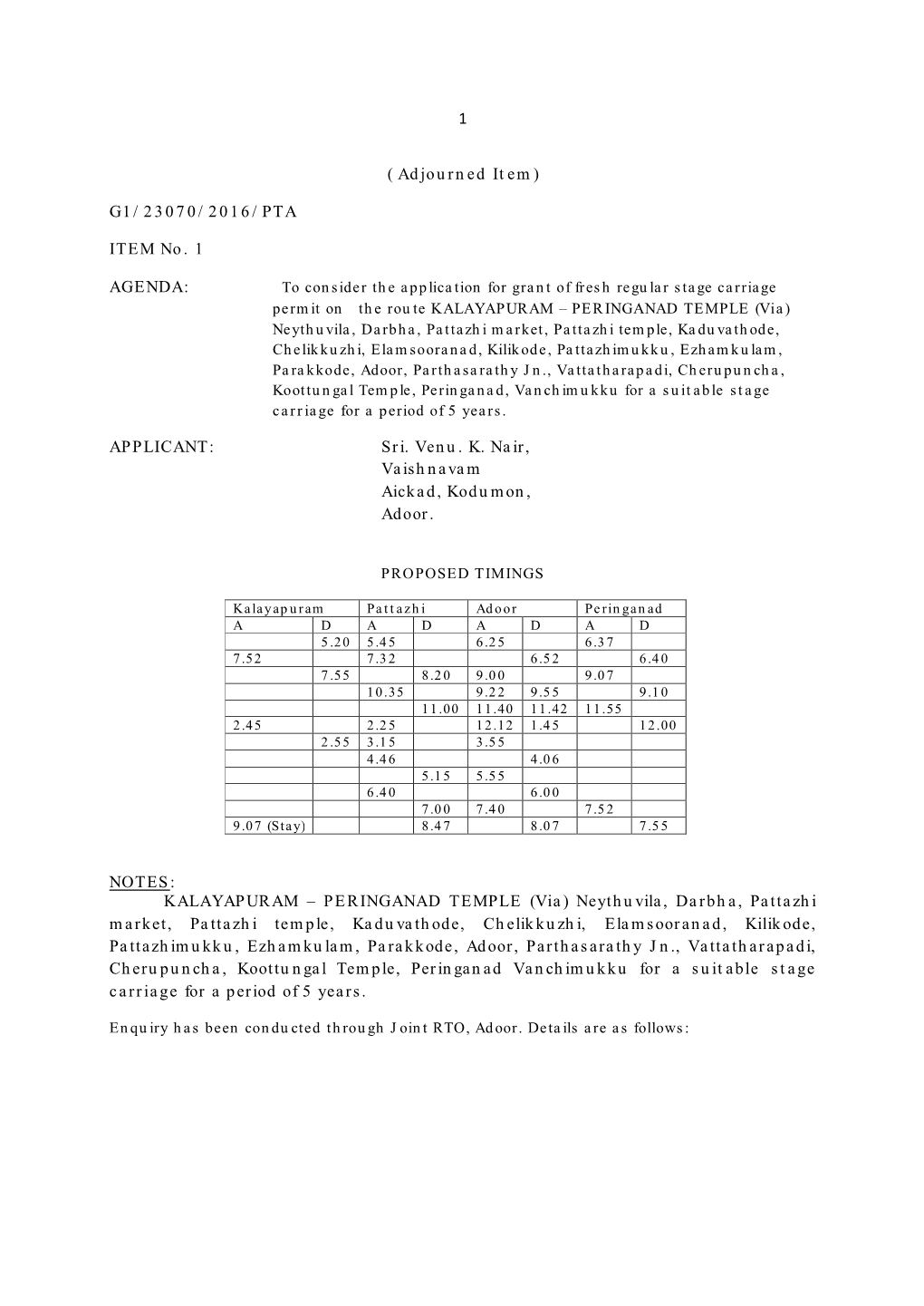 Sri. Venu. K. Nair, Vaishnavam Aickad, Kodumon, Adoor. NOTES