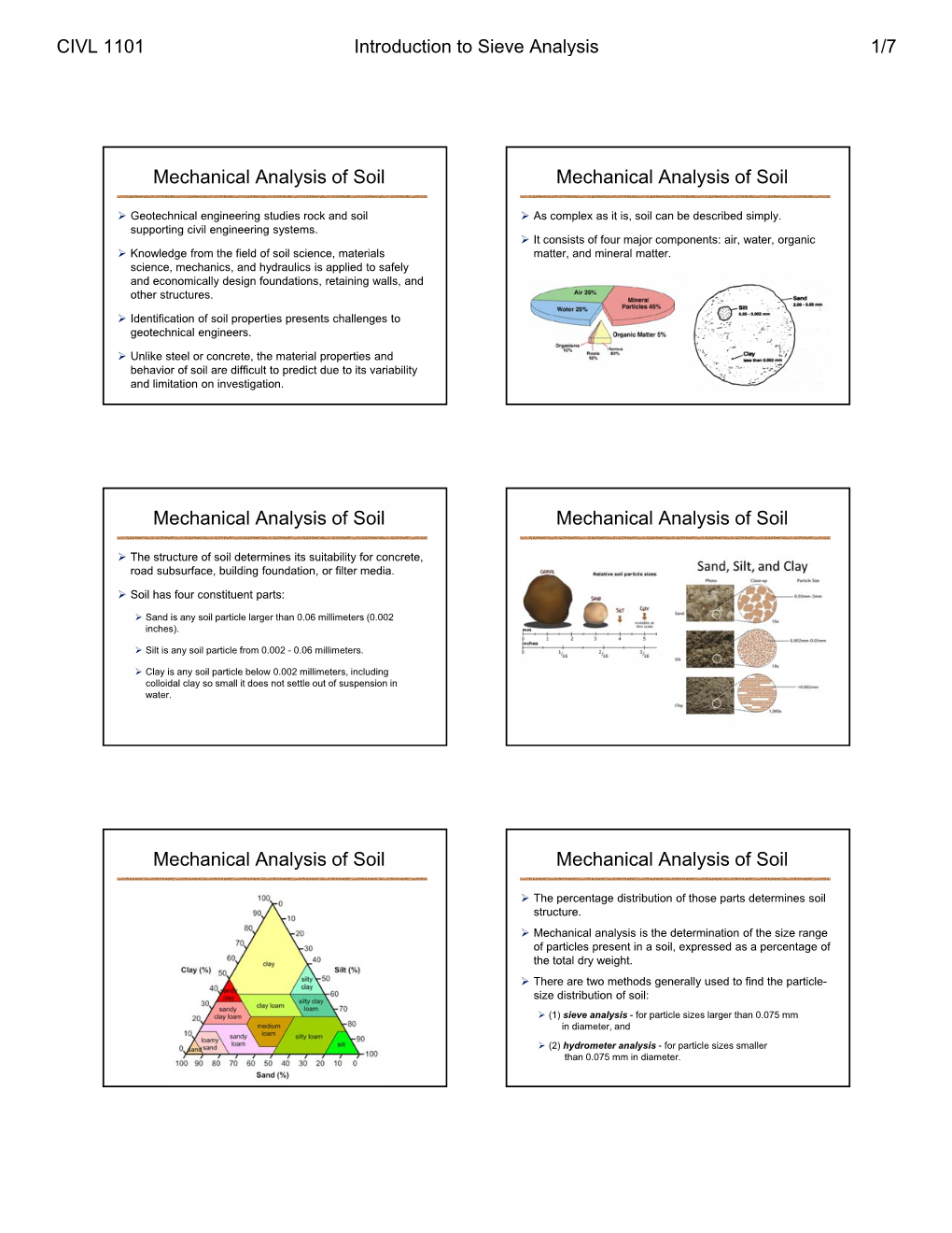 Mechanical Analysis of Soil Mechanical Analysis of Soil