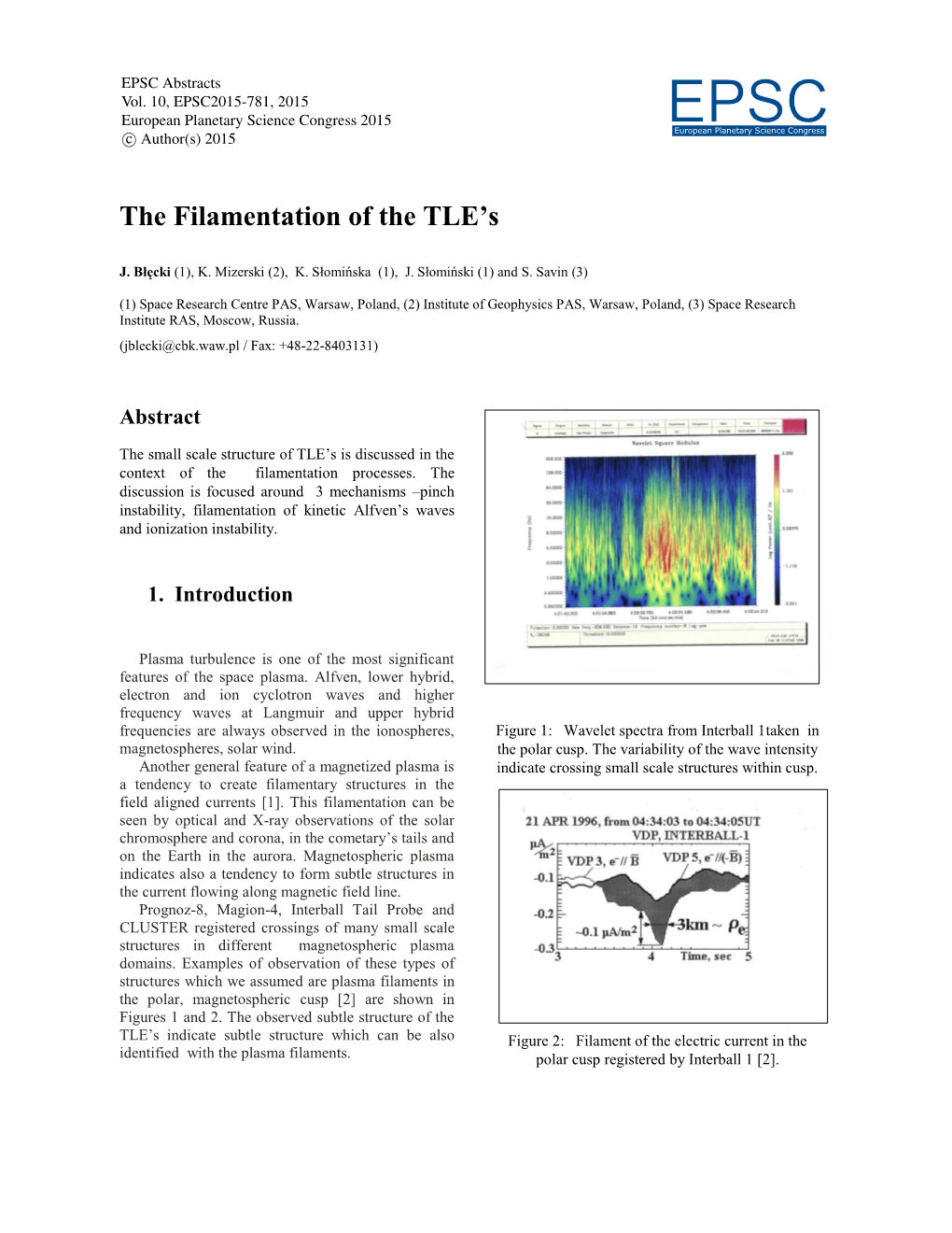 EPSC2015-781, 2015 European Planetary Science Congress 2015 Eeuropeapn Planetarsy Science Ccongress C Author(S) 2015