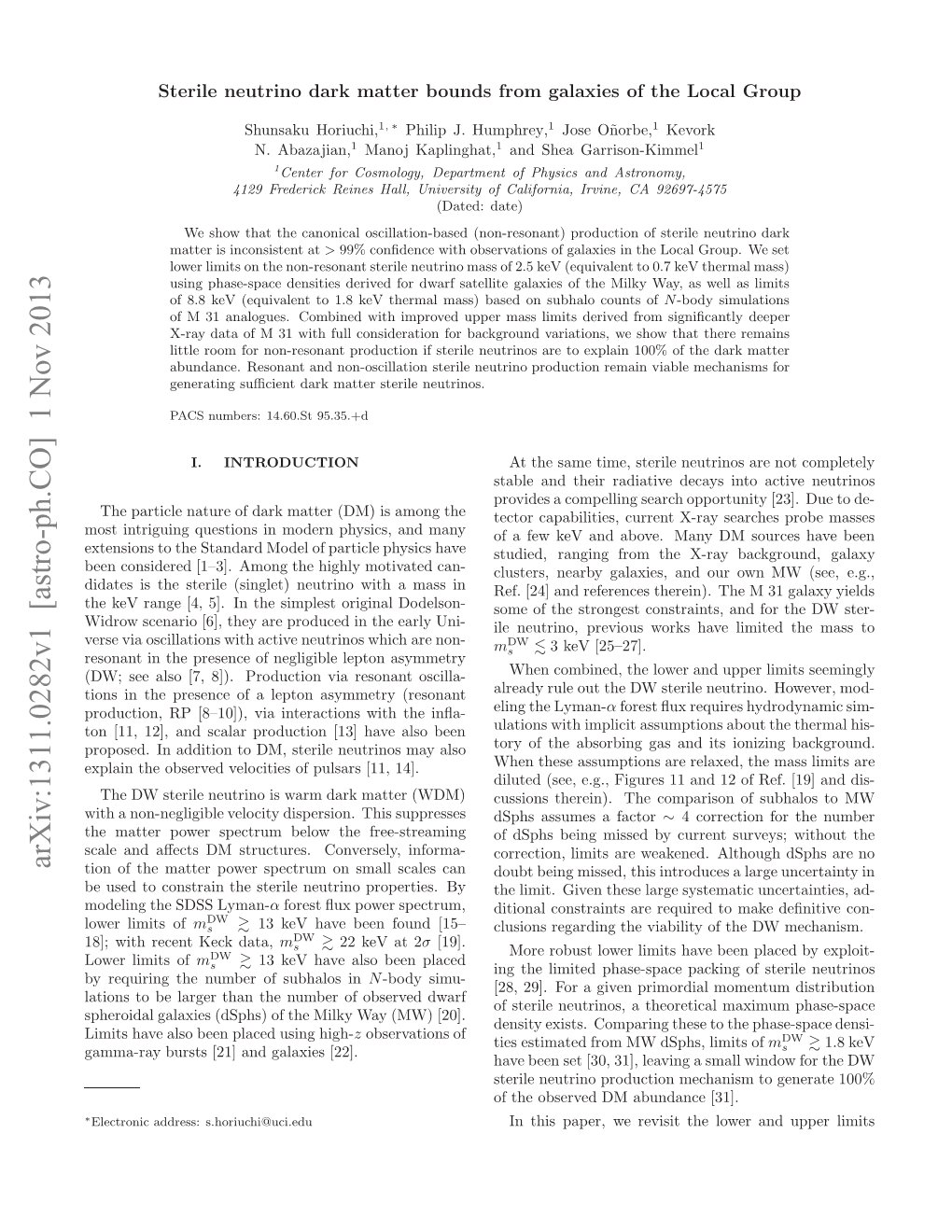 Arxiv:1311.0282V1 [Astro-Ph.CO] 1 Nov 2013 Eue Ocntanteseienurn Rpris by Can Properties