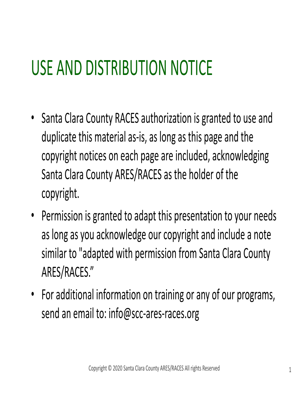 Use and Distribution Notice