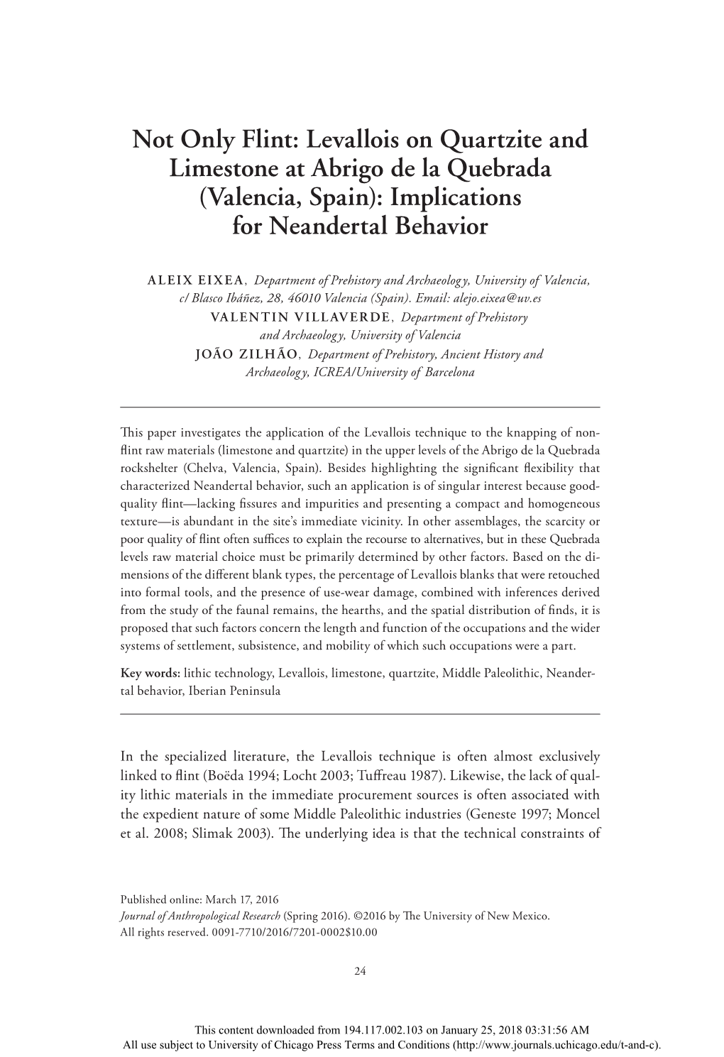 Implications for Neandertal Behavior