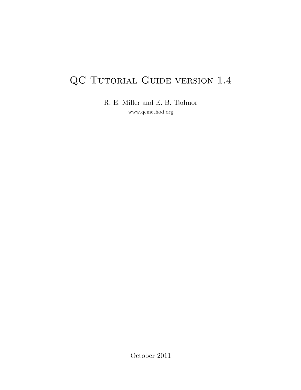 QC Tutorial Guide Version 1.4 (October 2011)