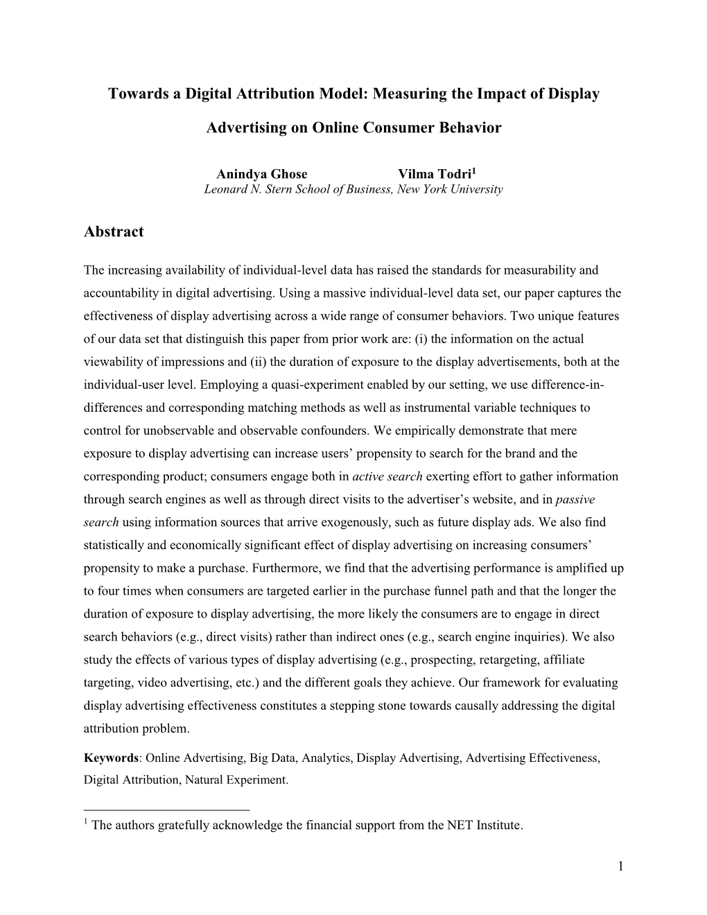 Towards a Digital Attribution Model: Measuring the Impact of Display