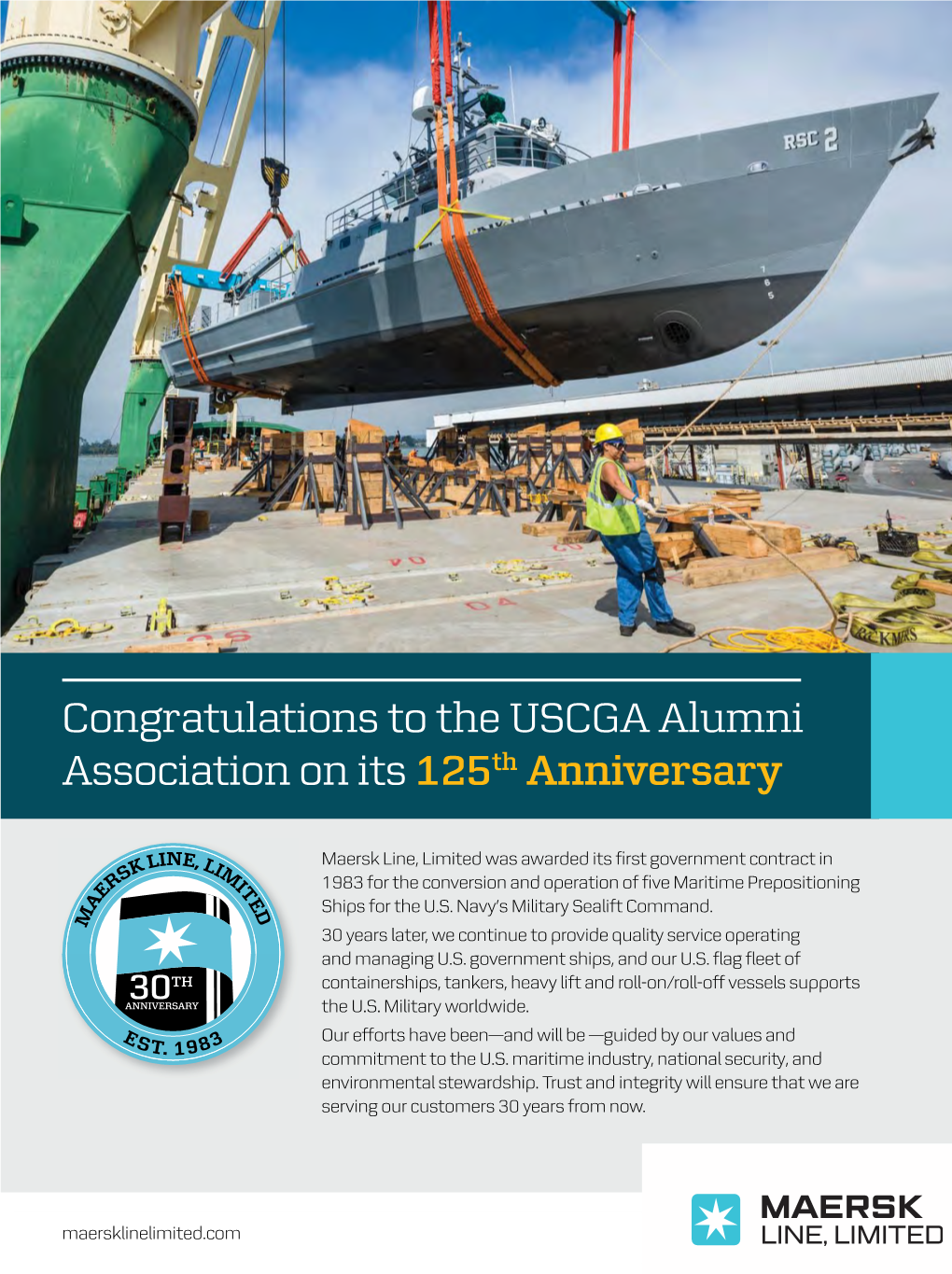 Congratulations to the USCGA Alumni Association on Its 125Th Anniversary