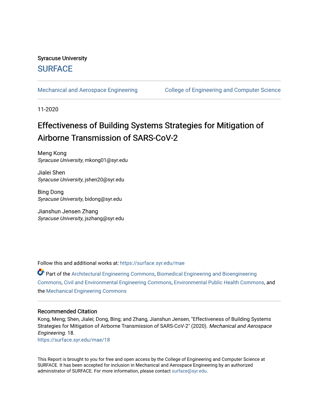 Effectiveness of Building Systems Strategies for Mitigation of Airborne Transmission of SARS-Cov-2