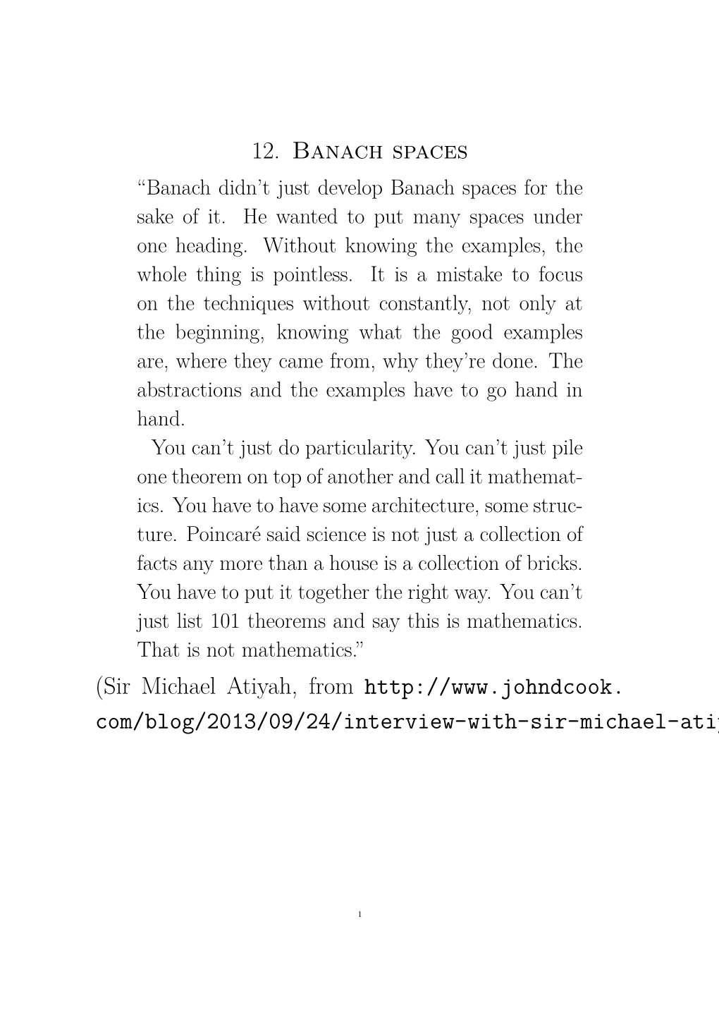 12. Banach Spaces (Sir Michael Atiyah, from Com