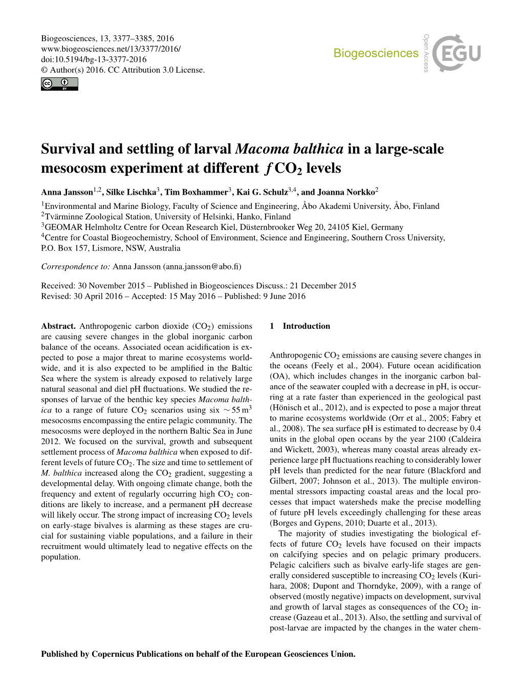 Articles and Organisms Was Future CO2 in Their Natural Surroundings