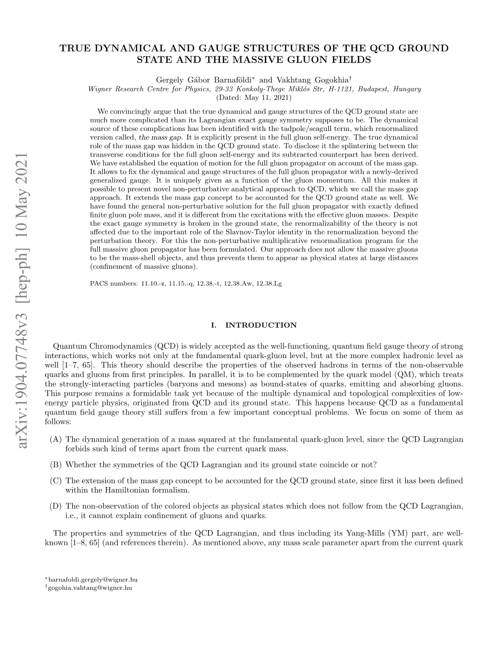 Arxiv:1904.07748V3 [Hep-Ph] 10 May 2021 † ∗ Unu Edgueter Tl Uesfo E Motn Conce Important Few a State