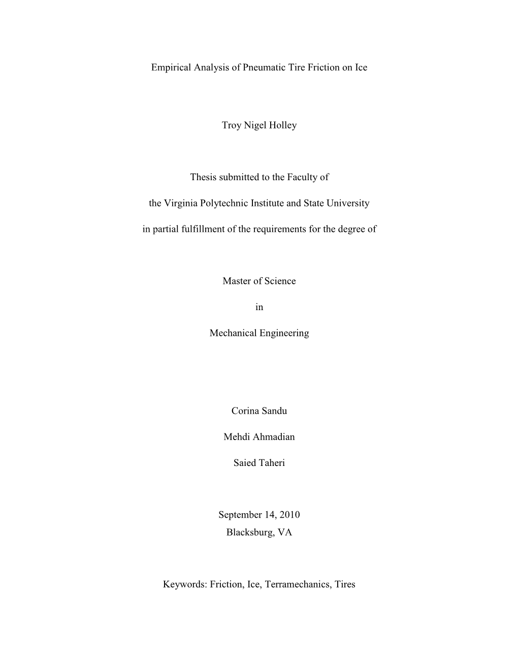 Empirical Analysis of Pneumatic Tire Friction on Ice