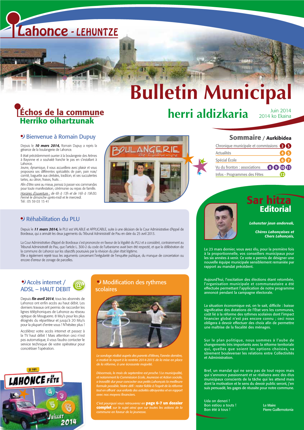 Bulletin Municipal Échos De La Commune Juin 2014 Herri Aldizkaria 2014 Ko Ekaina Herriko Oihartzunak