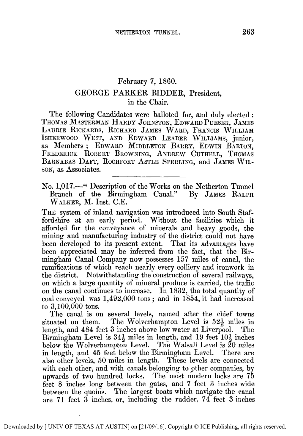 Description of the Works on the Netherton Tunnel Branch of the Birminghamcanal.” by JAMESRALPH WALKER, M