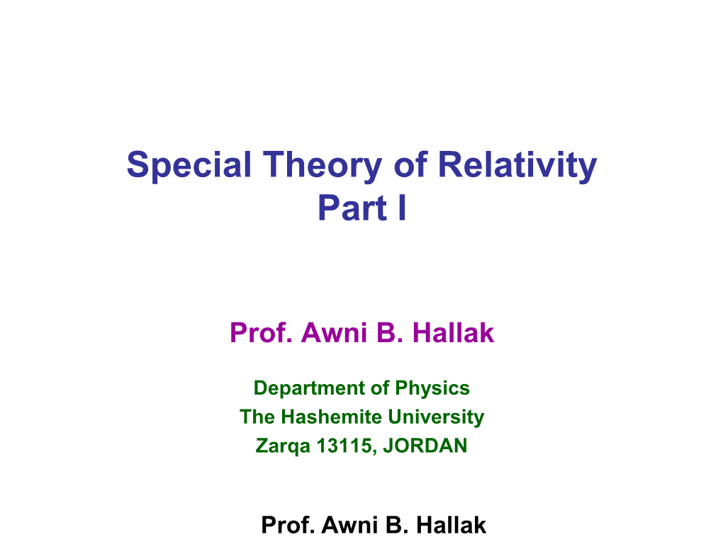 Review of Special Theory of Relativity