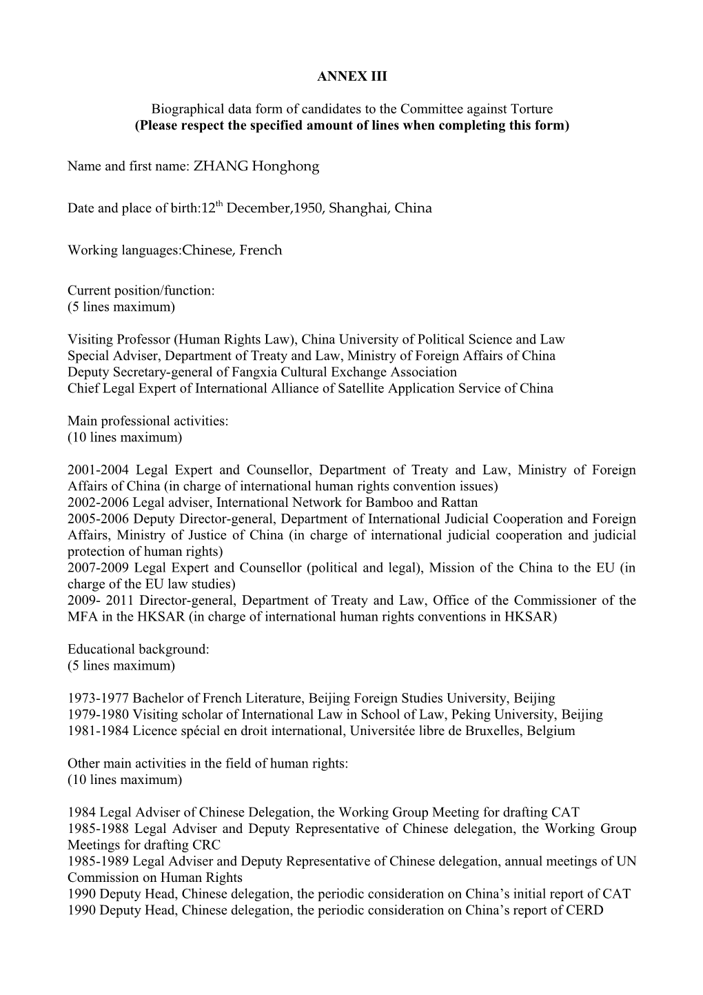 CV ZHANG Honghong