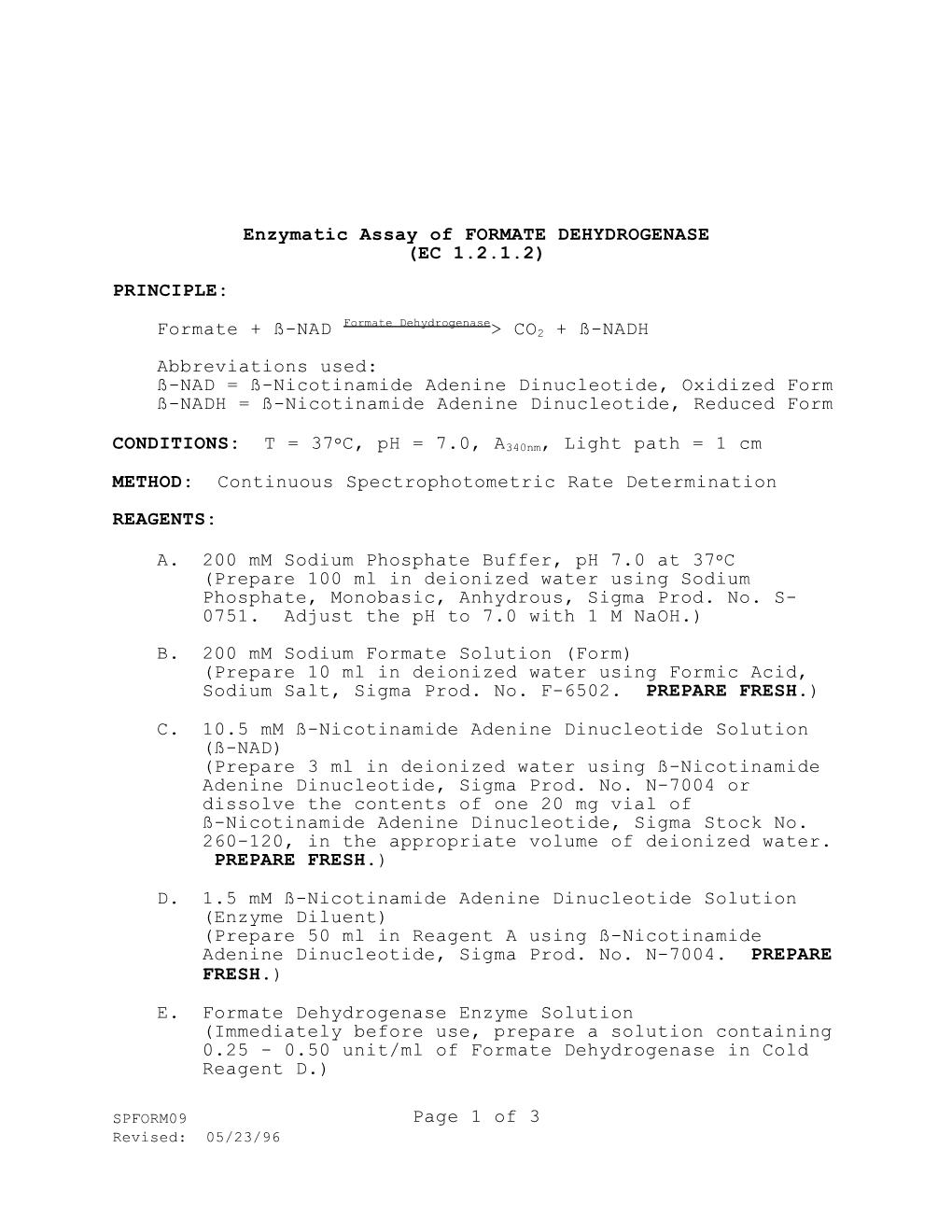 FORMATE DEHYDROGENASE Ph