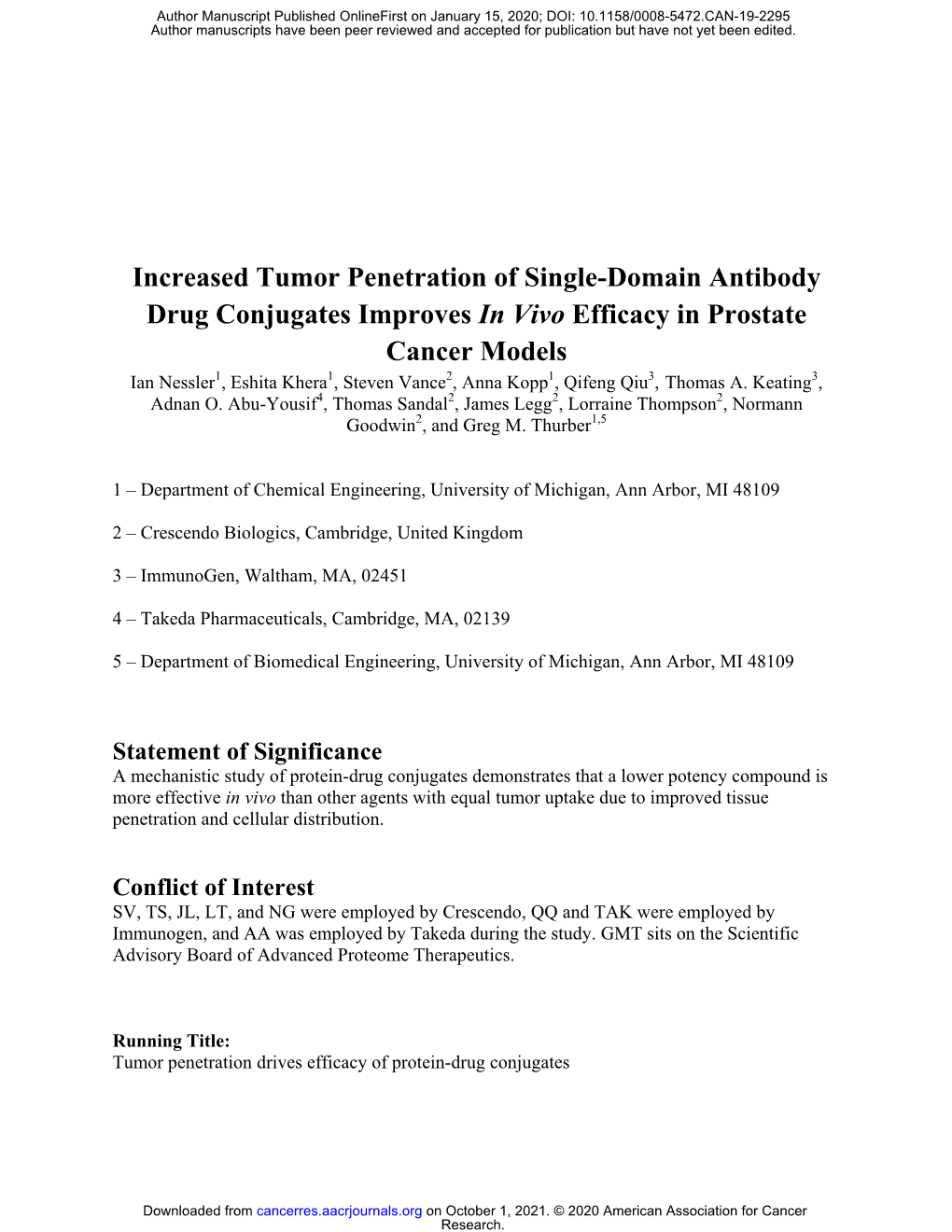 Increased Tumor Penetration of Single-Domain Antibody Drug