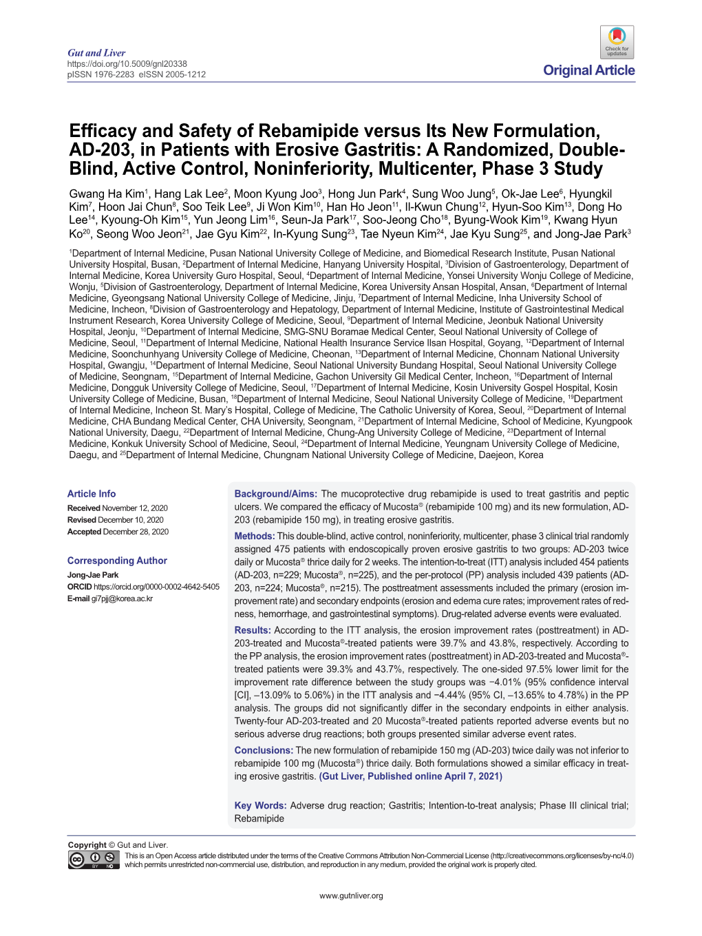 Efficacy and Safety of Rebamipide Versus Its New Formulation, AD-203