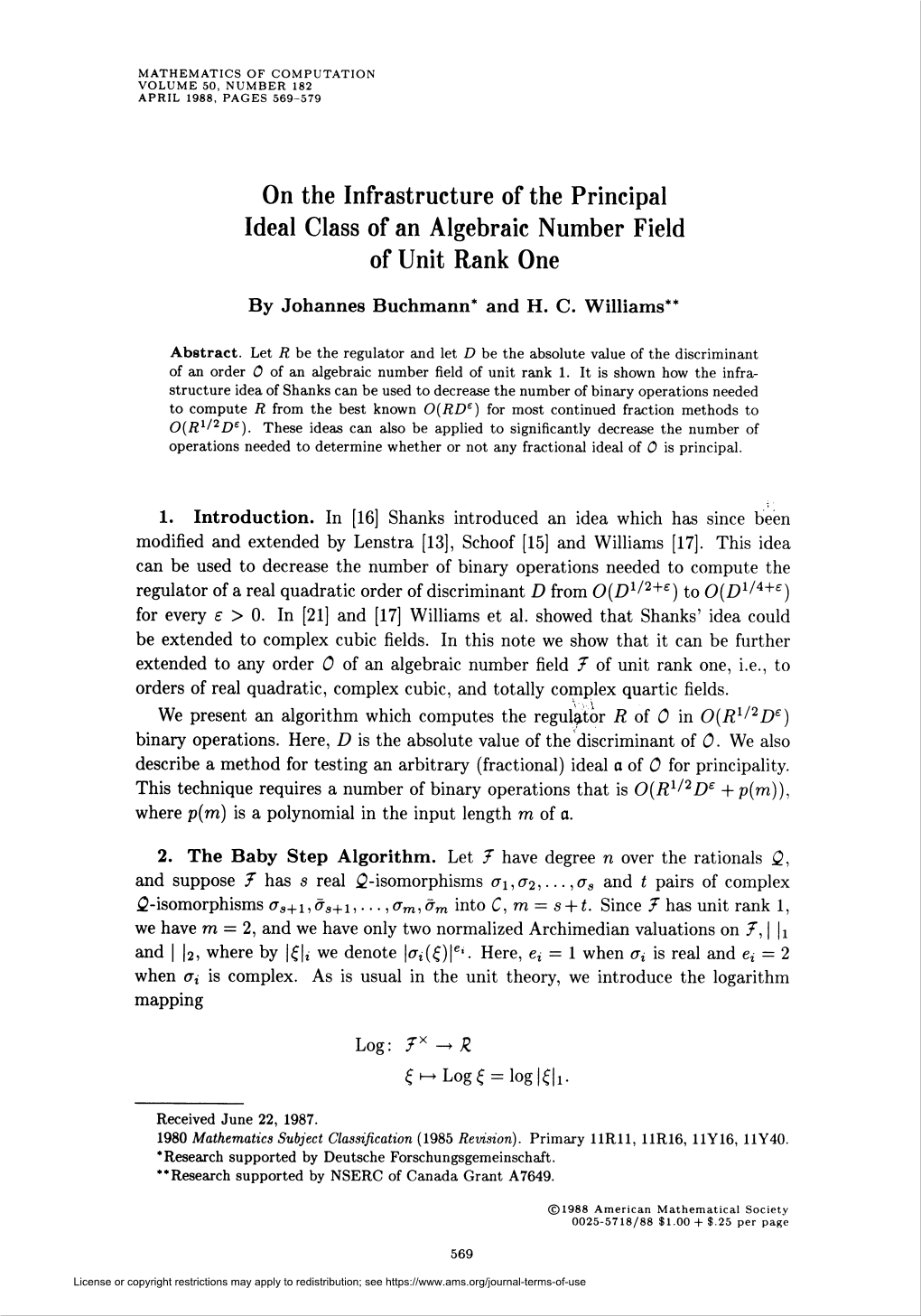 Ideal Class of an Algebraic Number Field of Unit Rank One